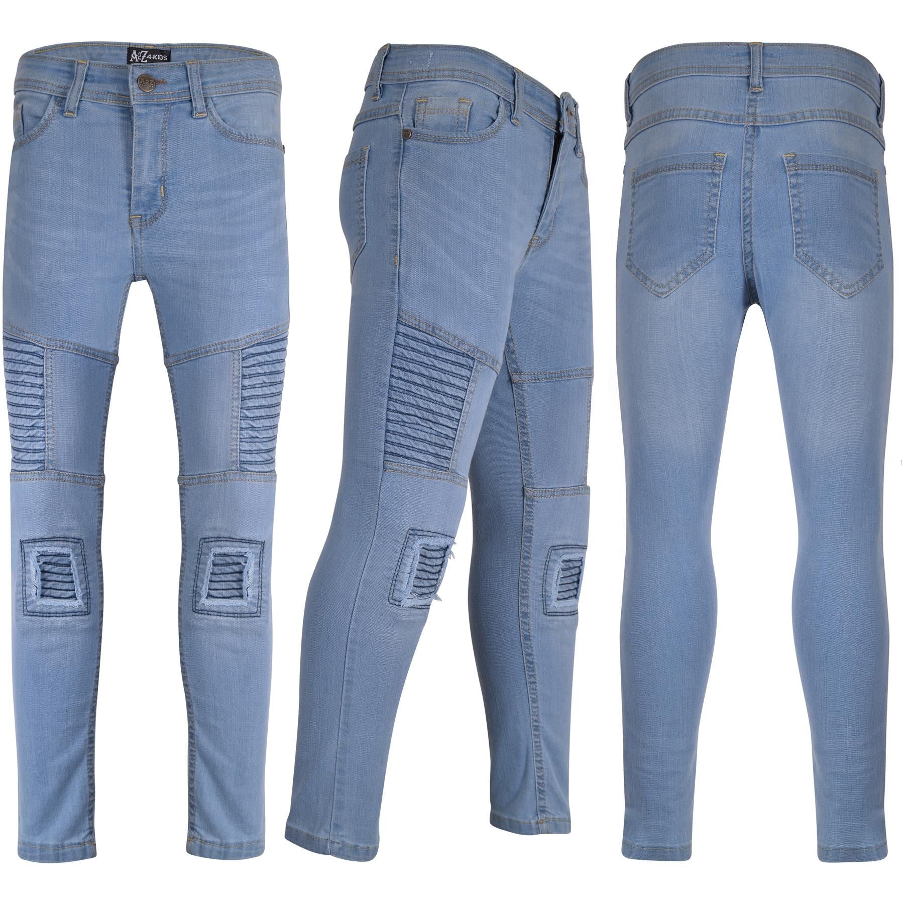 Kids Boys Ripped Jeans Light Blue Denim Pants