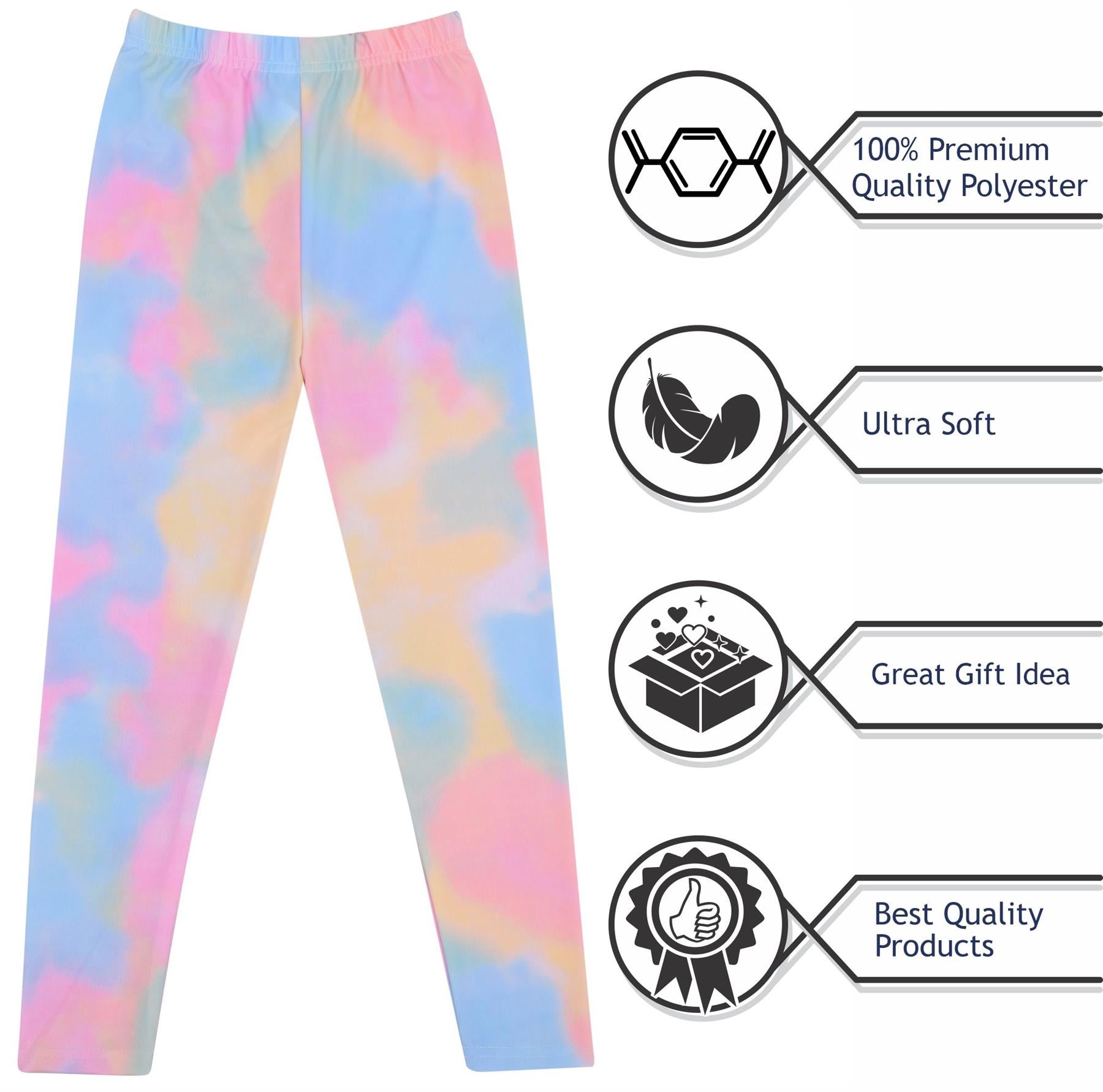 Girls Tie Dye Print Rainbow Soft Stretchy Fashion Leggings