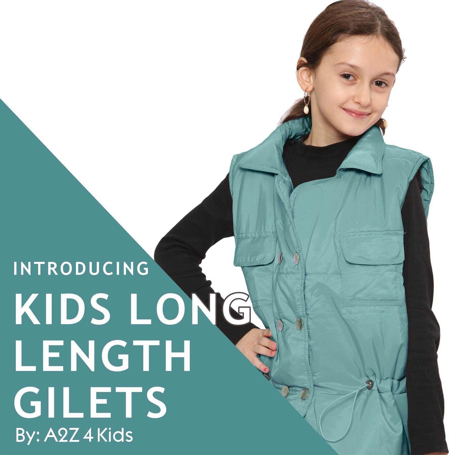 Kids Girls Mint Oversized Style Sleeveless Jacket