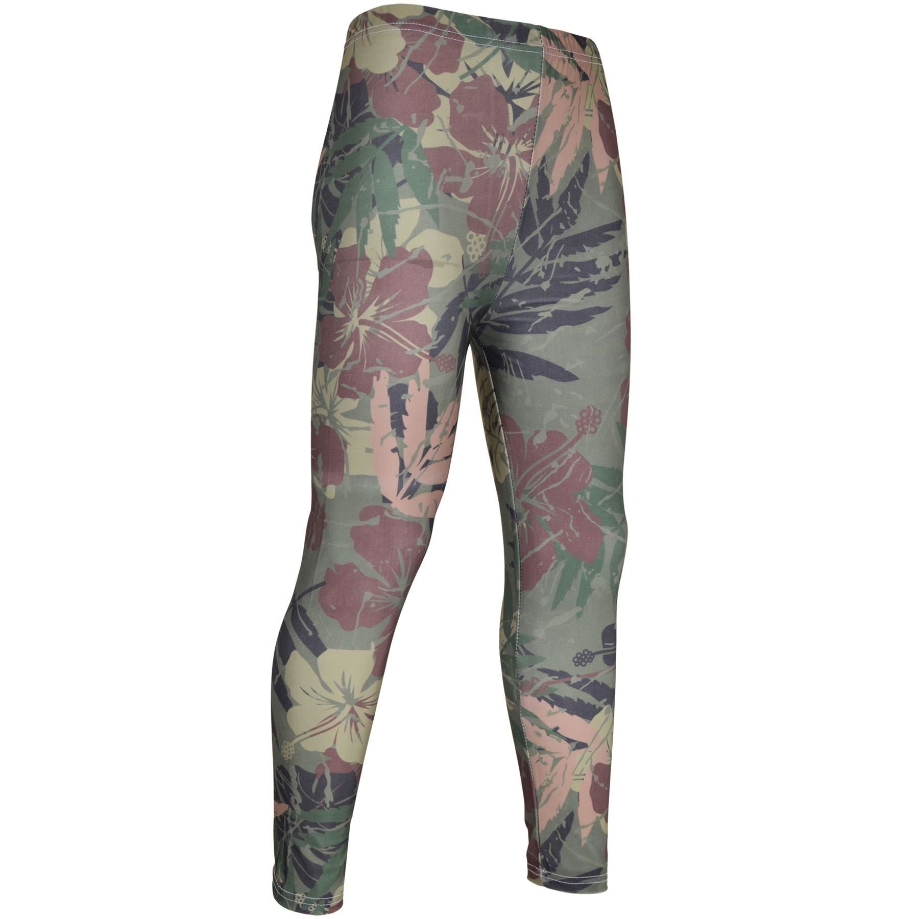 Kids Girls Camo Leaf Print Green Leggings