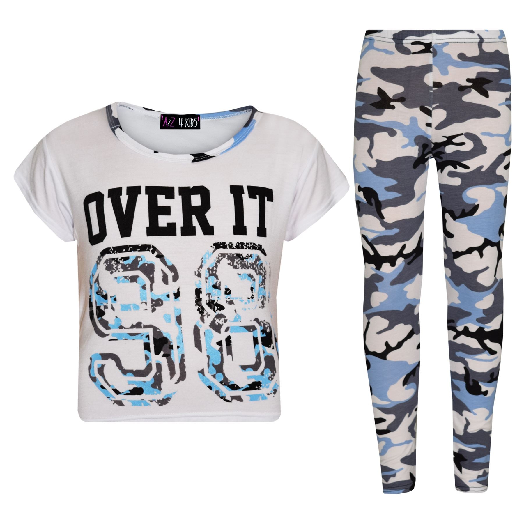 Kids Girls Over It 98 Camouflage Print Crop Top Legging Set