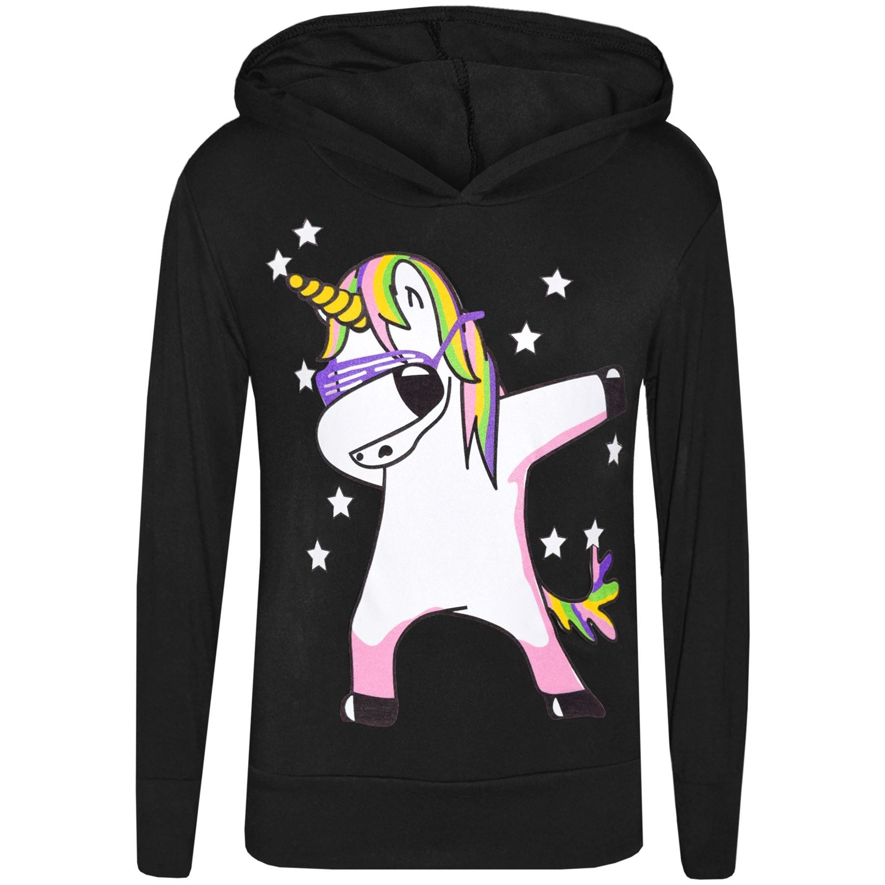 Kids Girls Rainbow Unicorn Dab Floss Hooded Top & Legging Set