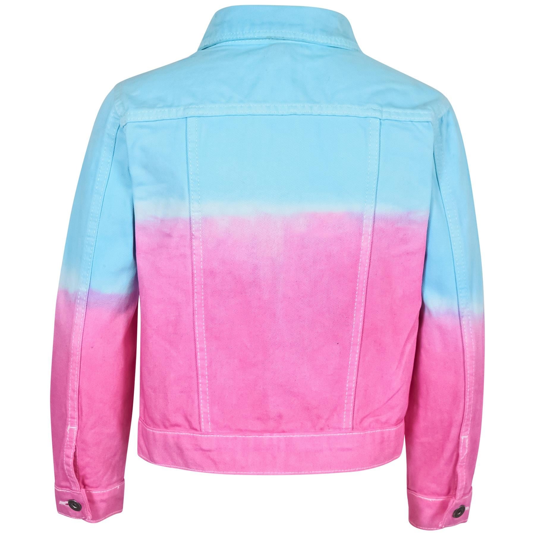 Kids Girls Tie Dye Printed Pink Denim Jacket