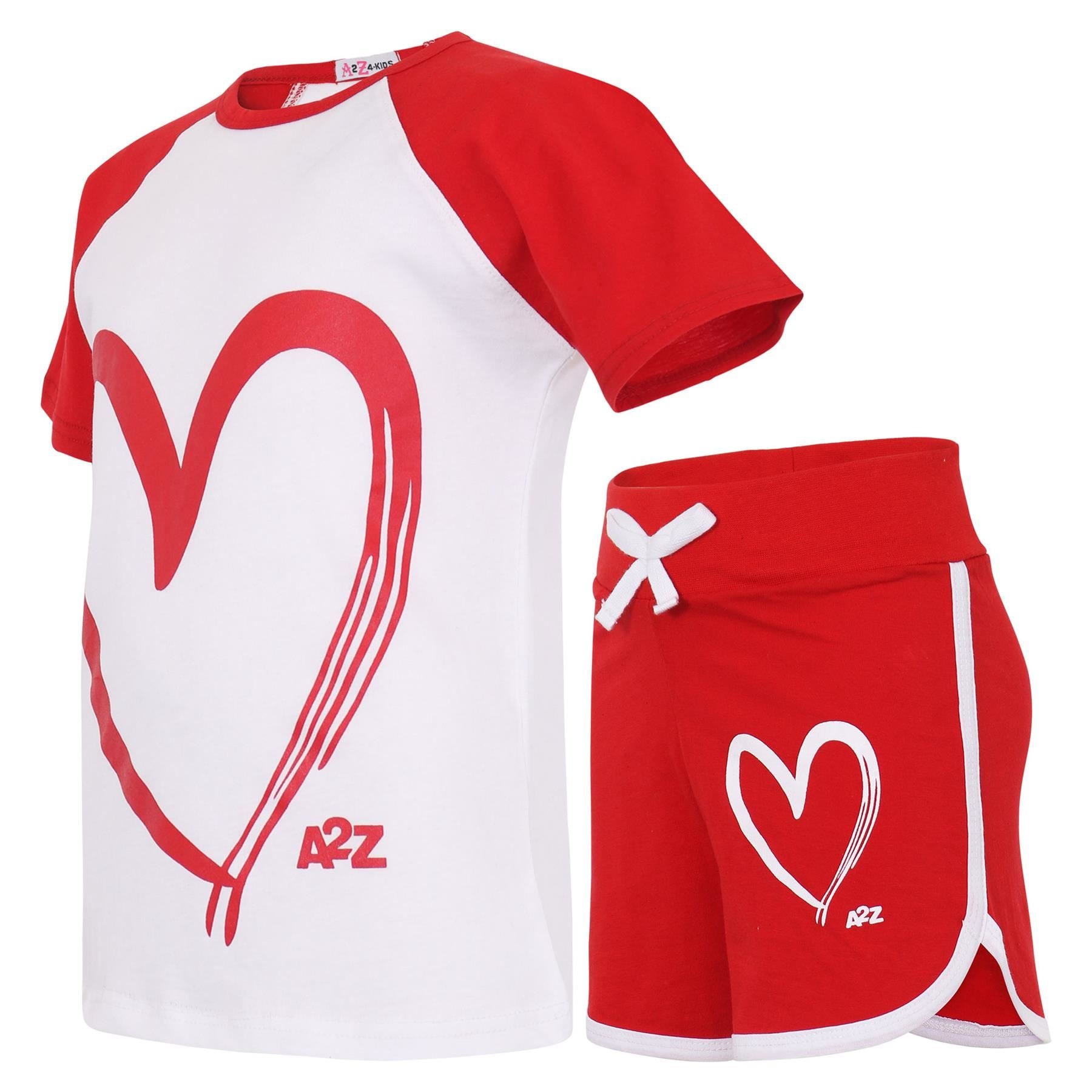 A2Z 4 Kids Girls T-shirt Top Shorts Set Summer Outfits Raglan Style 2 Piece Sets