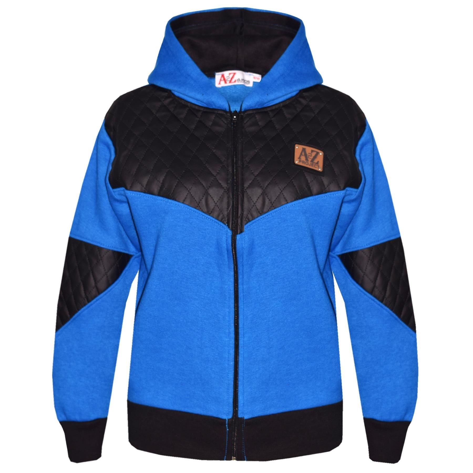 Kids Girls Boys A2Z Project Fleece Hooded Royal Blue Tracksuit