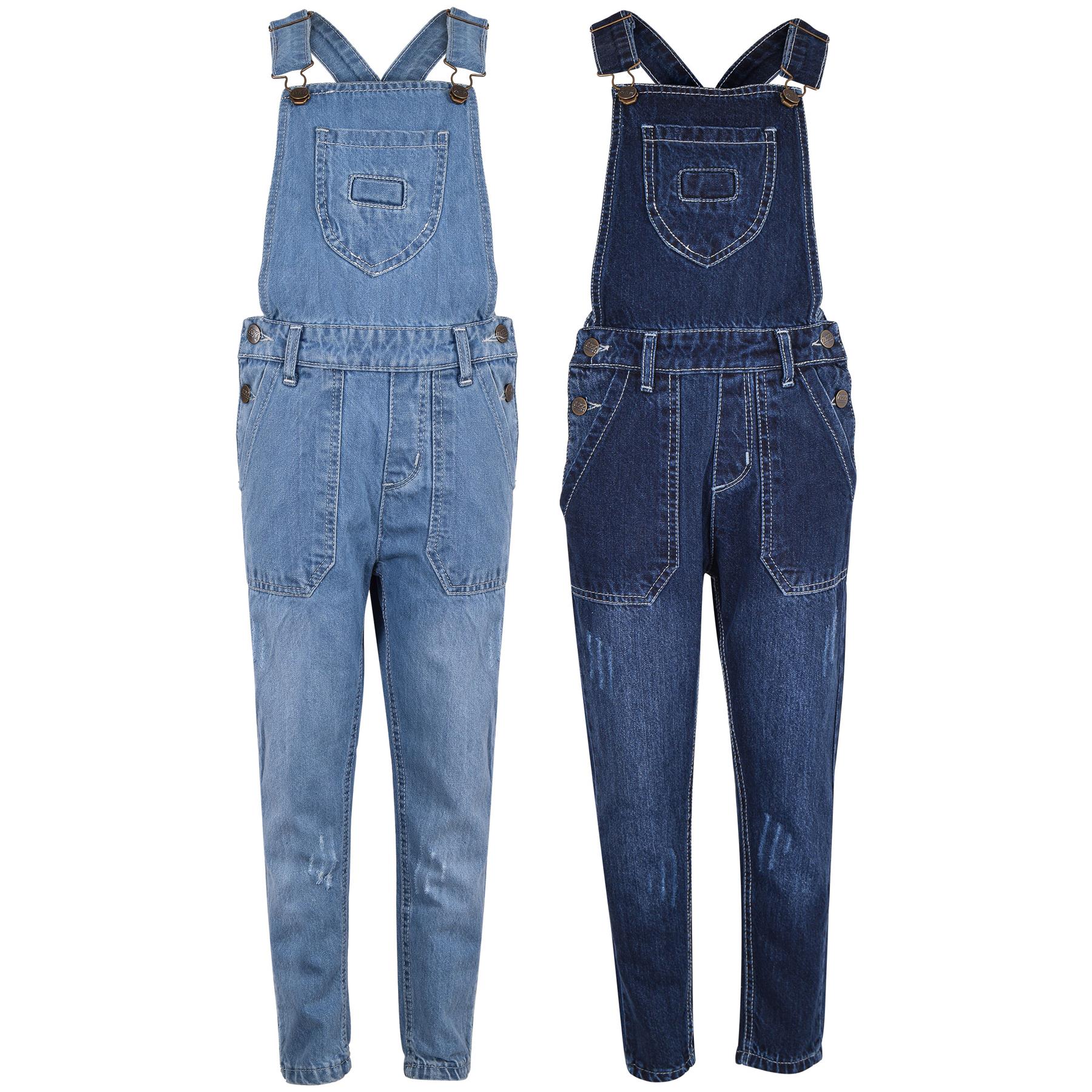 A2Z 4 Kids Girls Dungaree Jeans Full Length Overall Jumpsuit Age 5-13