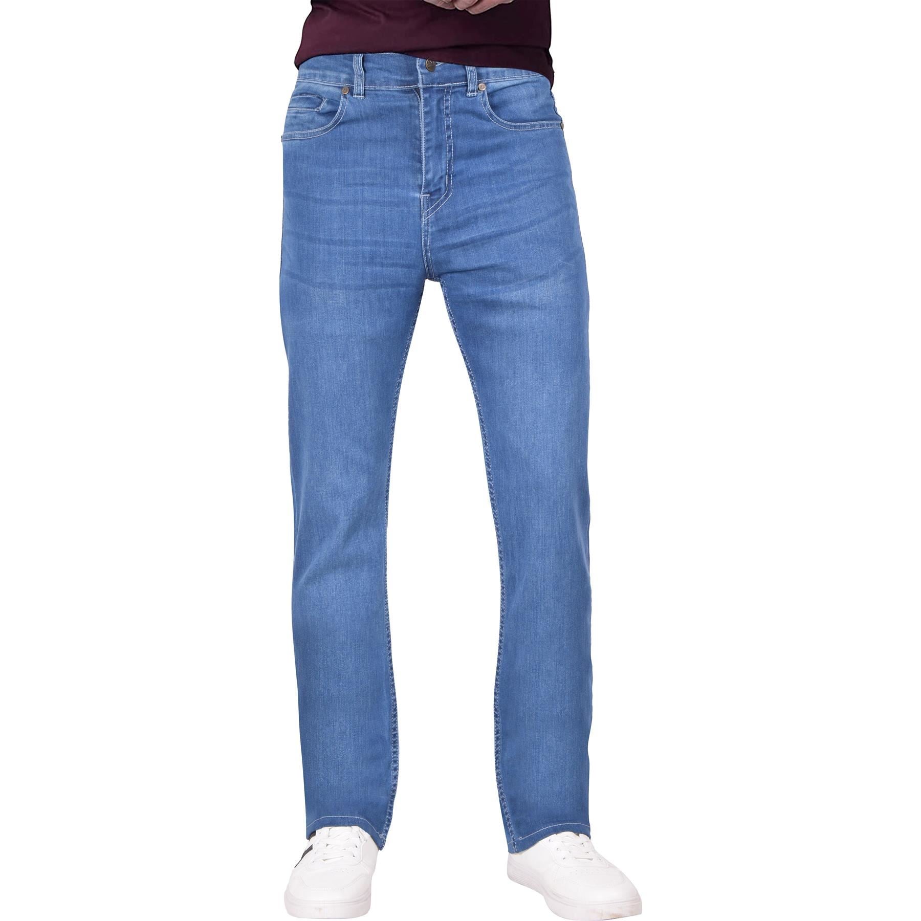 Mens Denim Jeans Straight Fit Boot Cut Jeans Comfort Stretch Trousers Pants