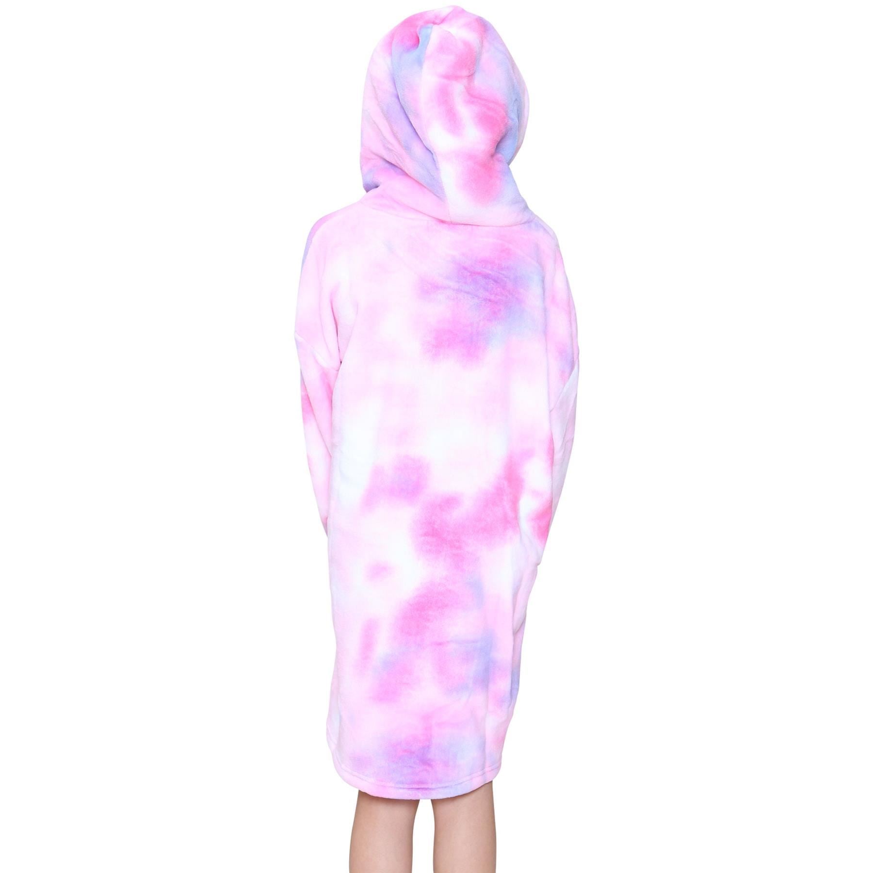 Kids Unisex Oversized Hoodie Snuggle Tie Dye Pink Printed Fleece Blanket