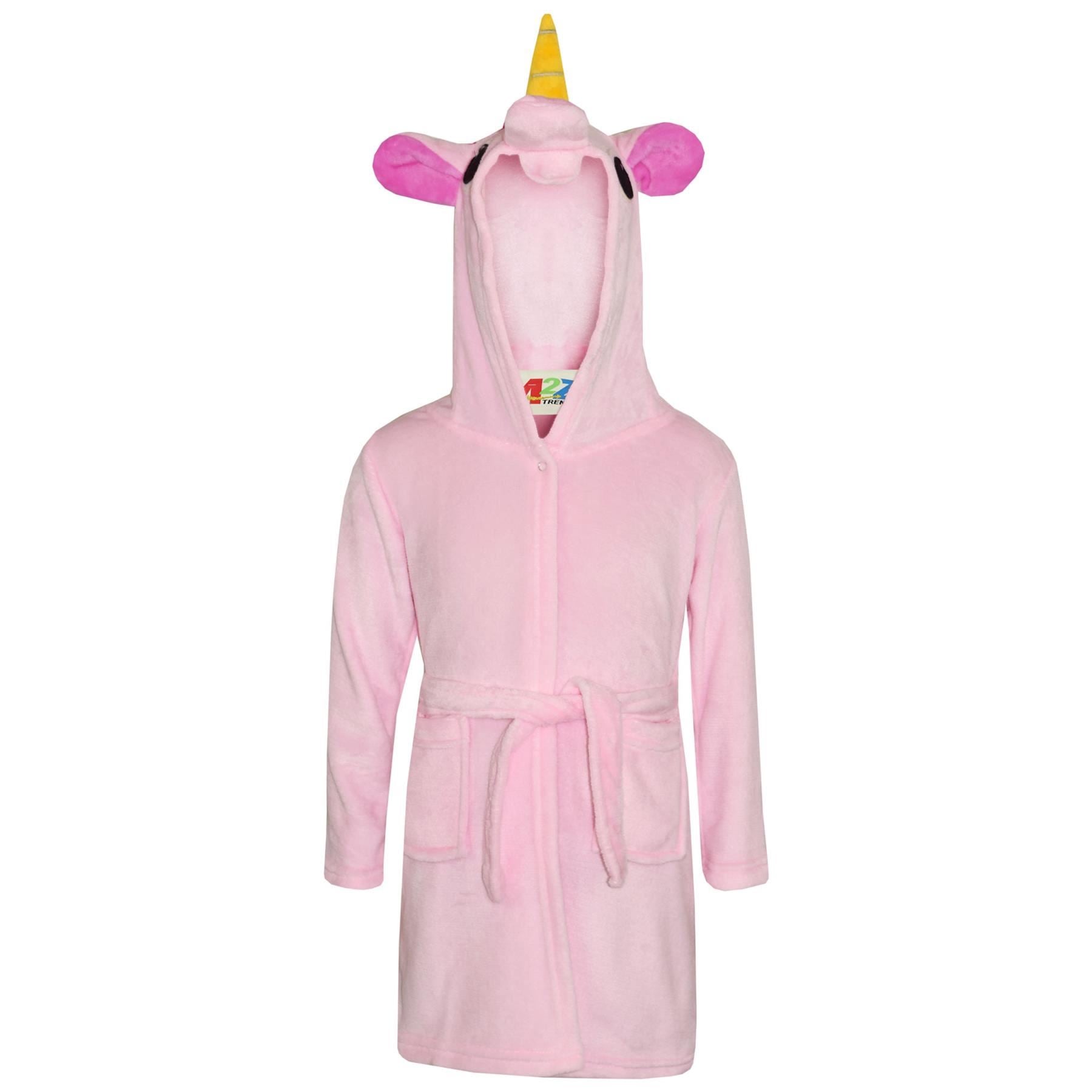 Kids Girls Boys Super Soft 3D Animal Unicorn Baby Pink Hooded Bathrobe
