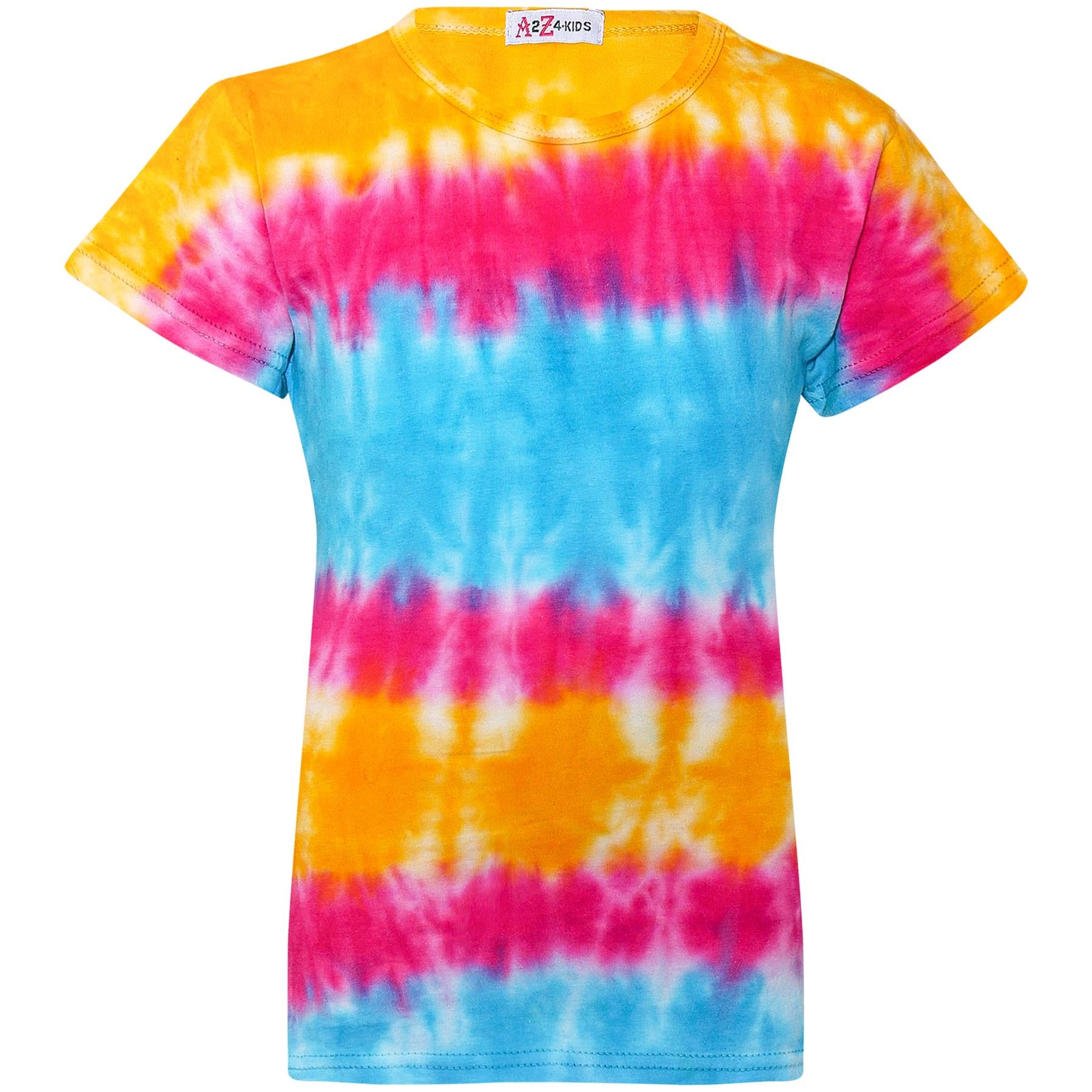 Kids Girls T Shirts Designer Dyed Tie Dye Print Trendy Fashion Tank Top & Tees