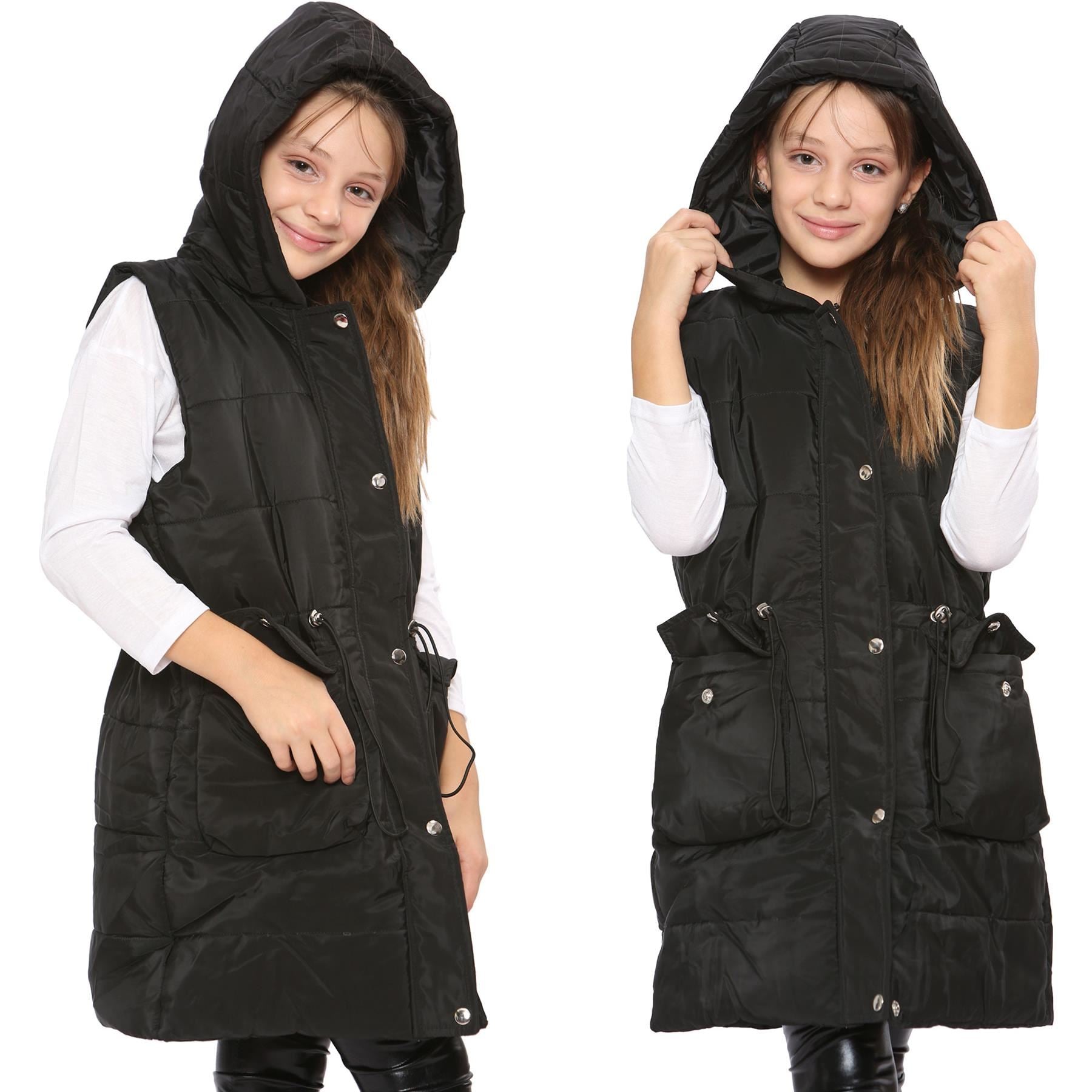 Kids Girls Oversized Gilet Long Line Style Jacket