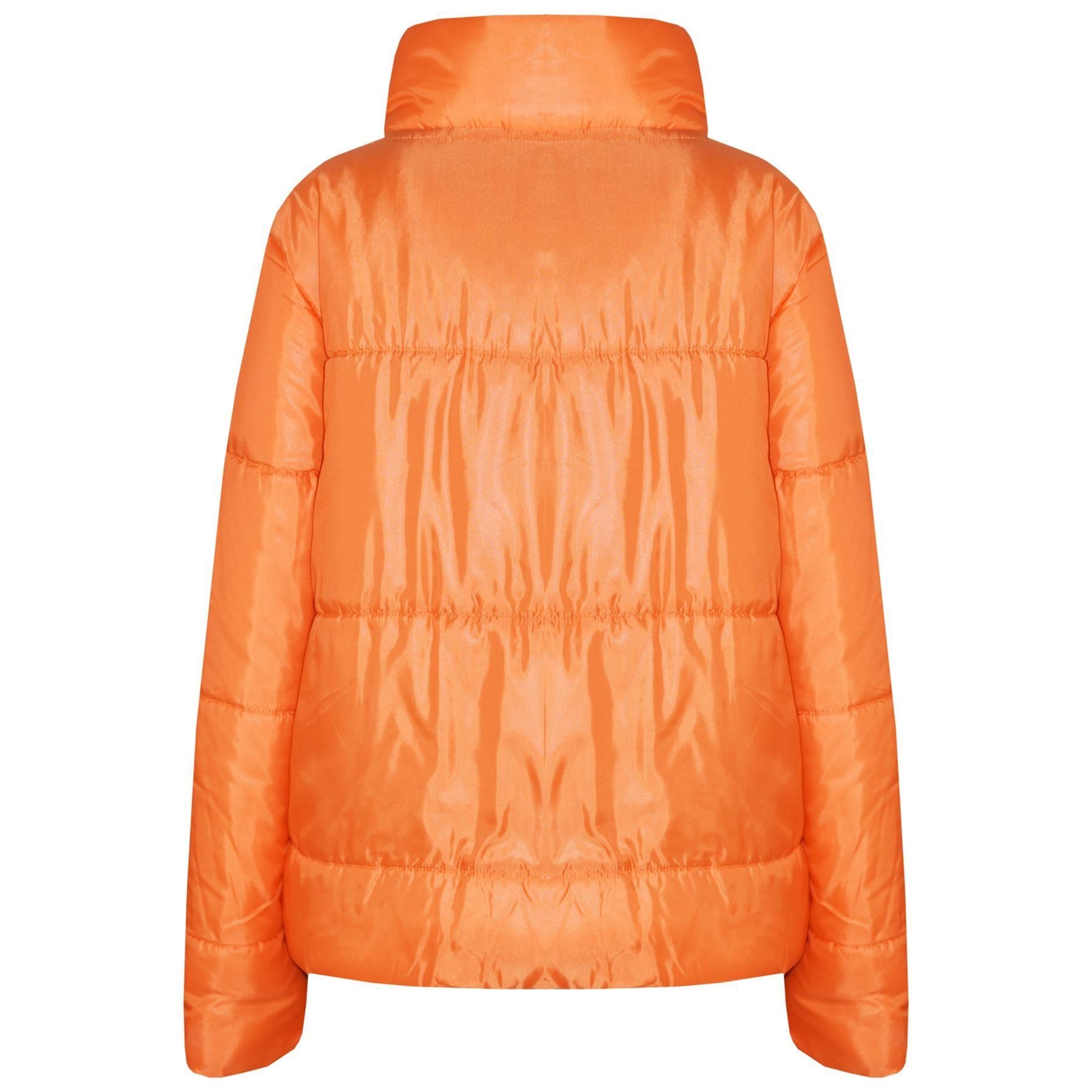 Girls Orange Wetlook Padded Quilted Puffer Jacket - Kids Clothing Store