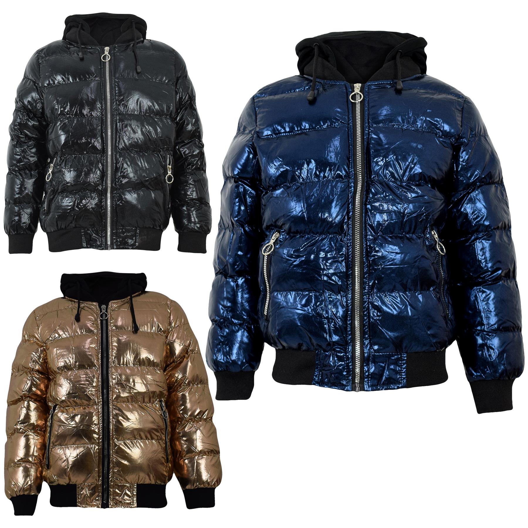 Kids Girls Boys Fashion Shiny Padded Jacket Metallic Wet - Kids Clothing Store