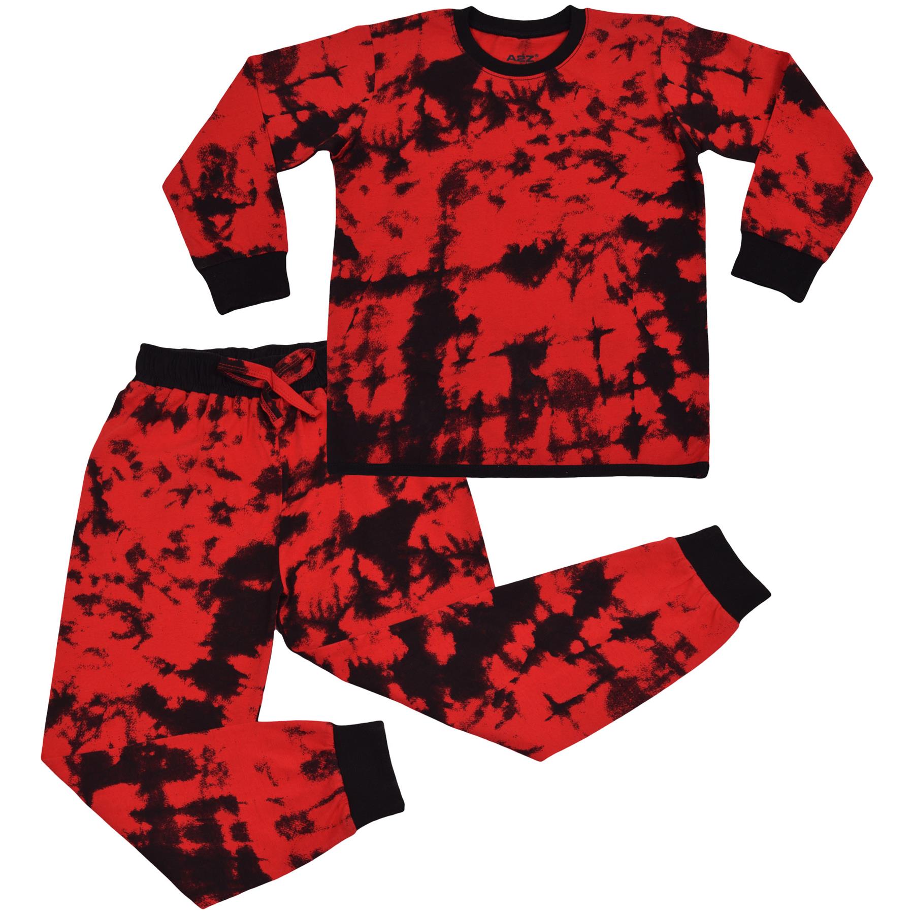 Kids Girls Tie Dye Red Print Pyjamas Set - Kids Clothing Store