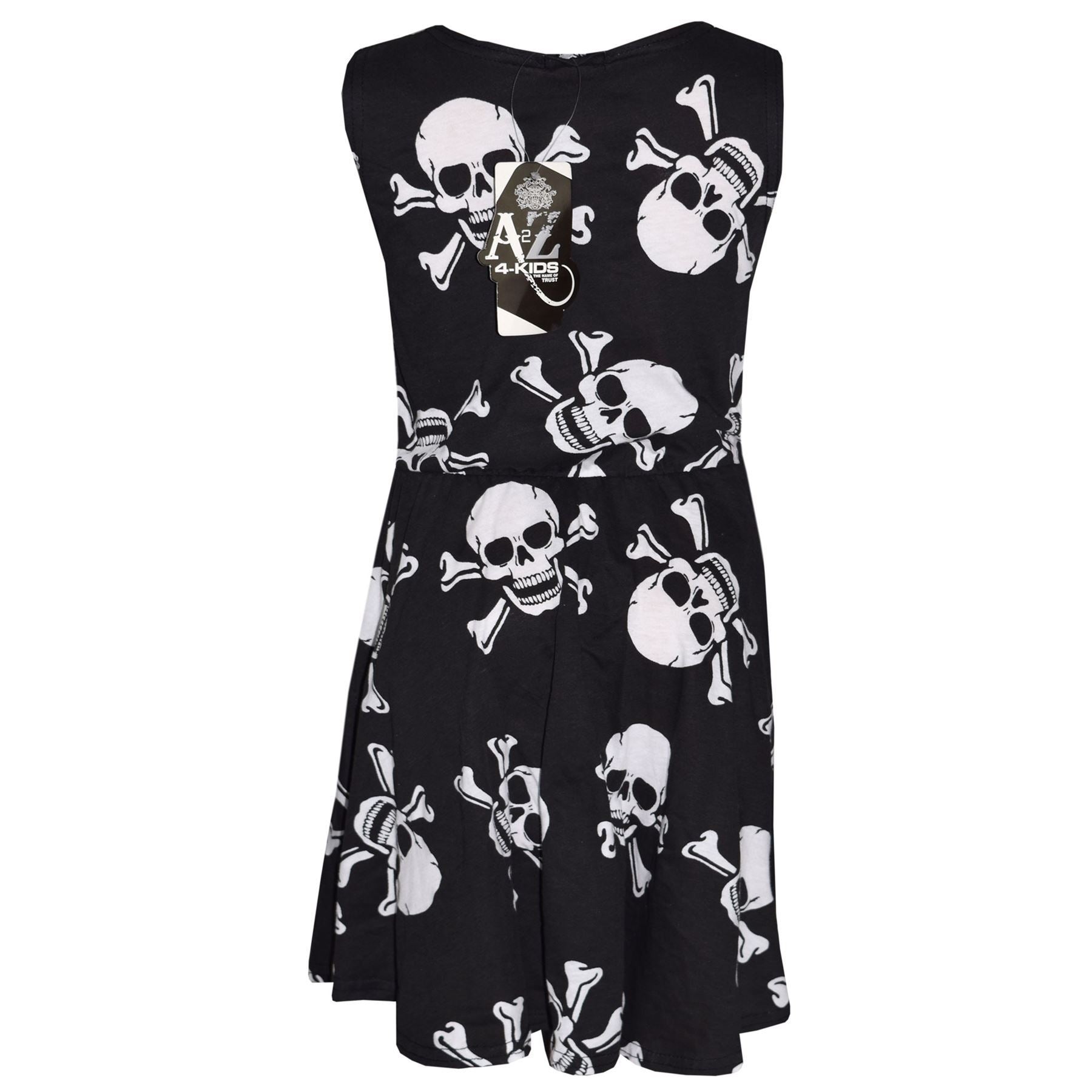 Kids Unisex Skull Print Halloween Top Legging Skater Dress