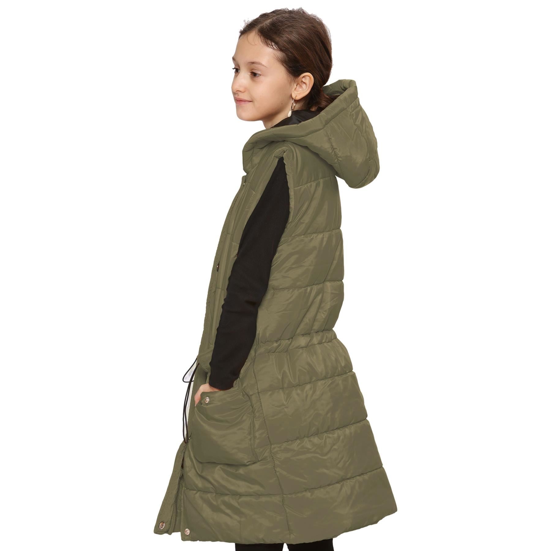 Kids Girls Oversized Gilet Long Line Style Jacket