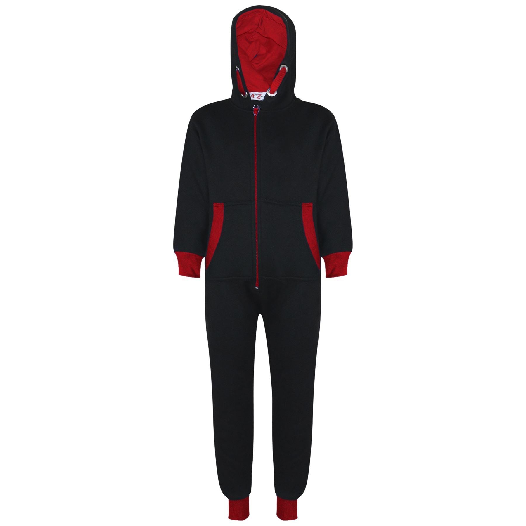 Kids Girls Boys Fleece Contrast A2Z One Piece Red Onesie