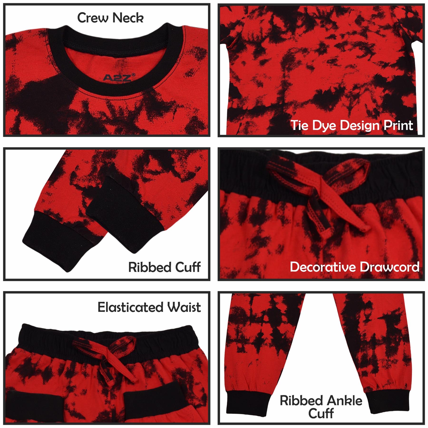 Kids Girls Tie Dye Red Print Pyjamas Set - Kids Clothing Store