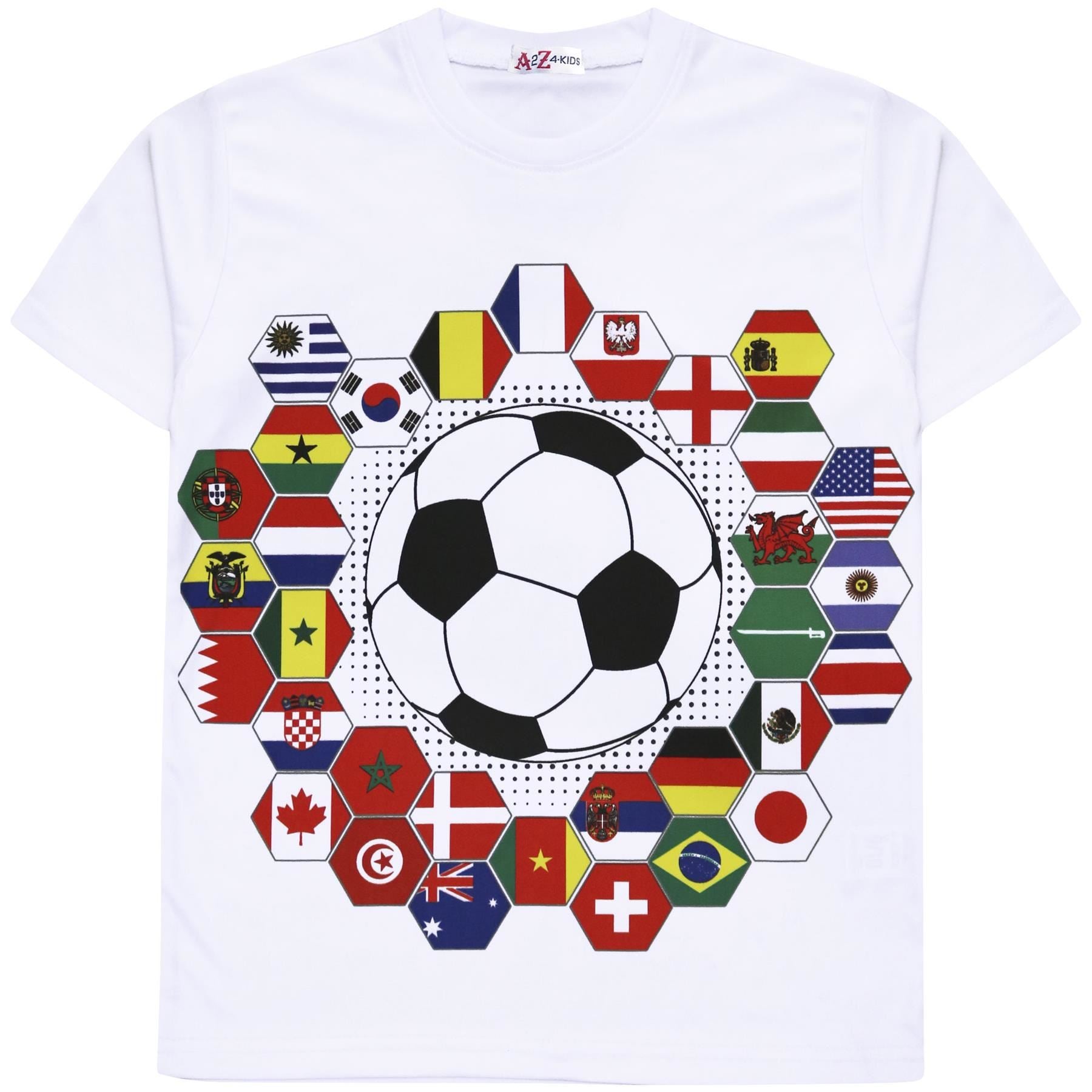 Kids Girls Boys International Football World Cup Short Sleeves T Shirt Top
