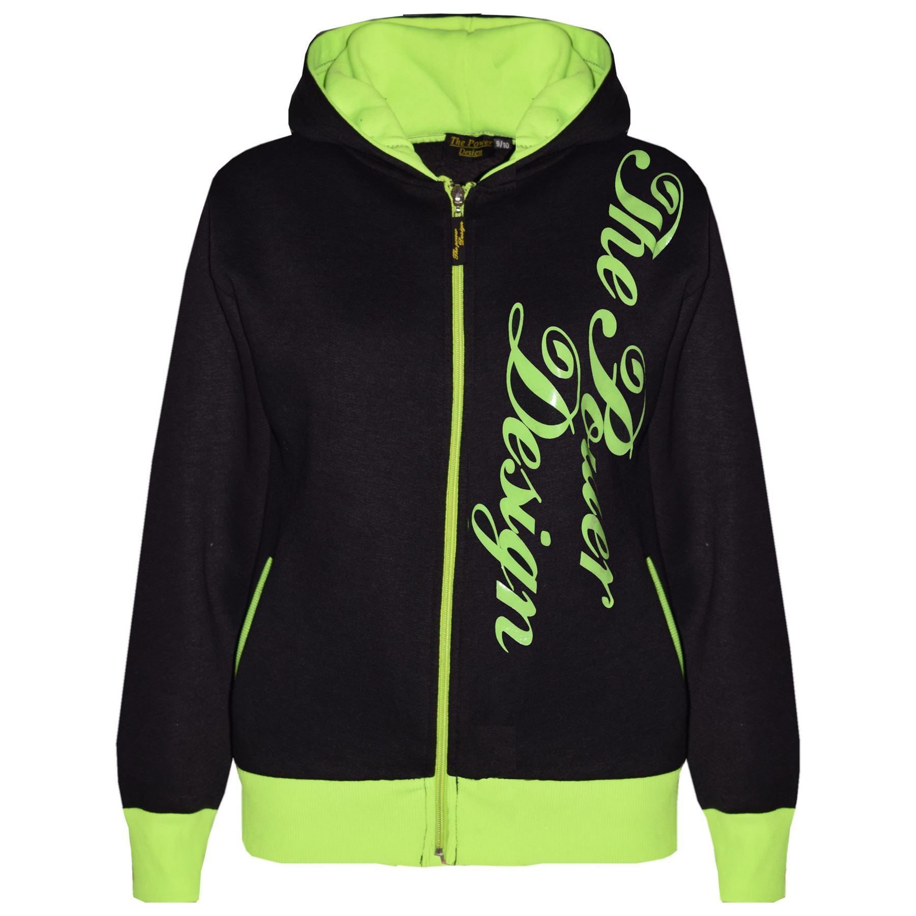 Kids Girls Boys The Power Design Jogger Neon Green Tracksuit