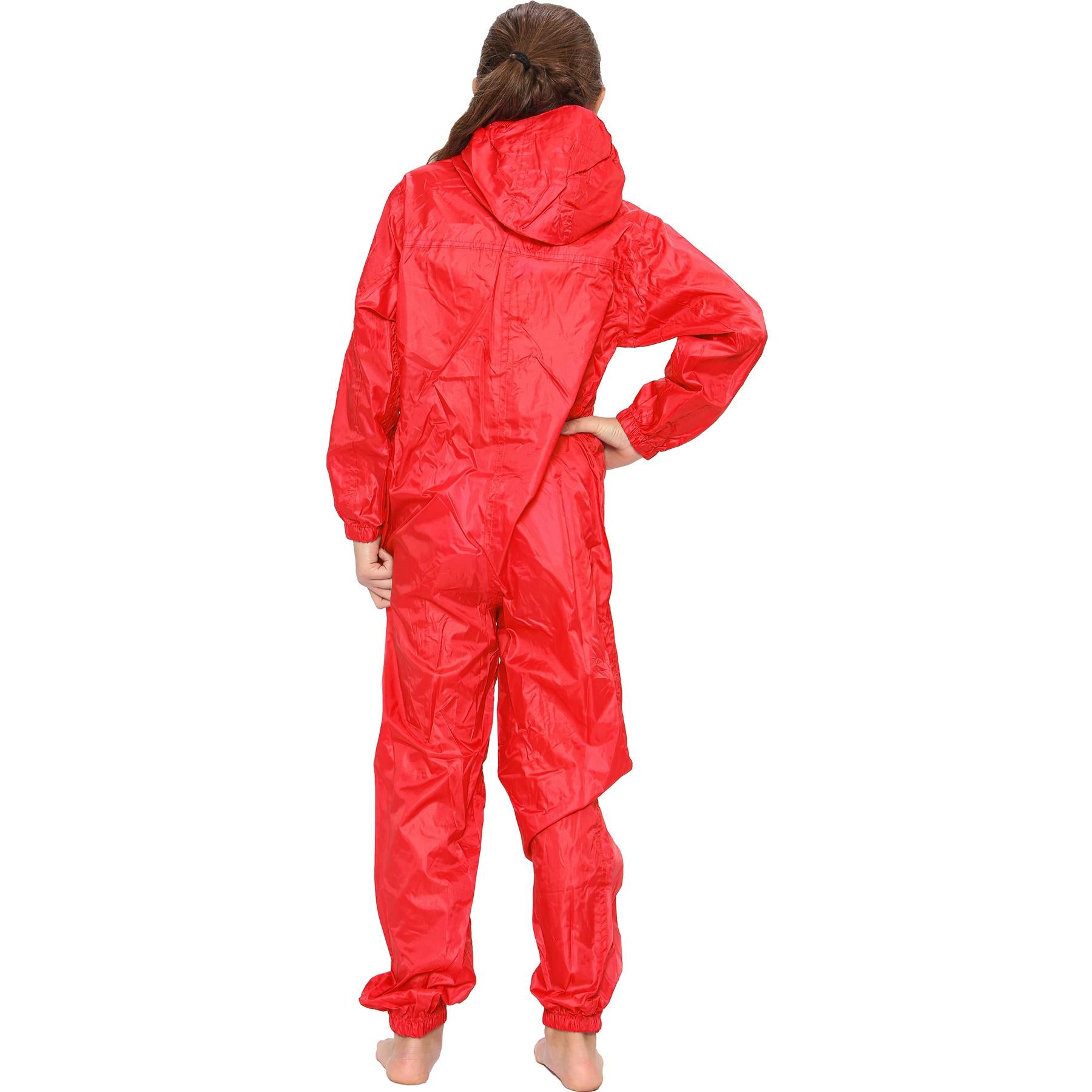 Unisex Raincoat Kids Red Puddle Suit Rainwear Waterproof Hooded Rainsuit