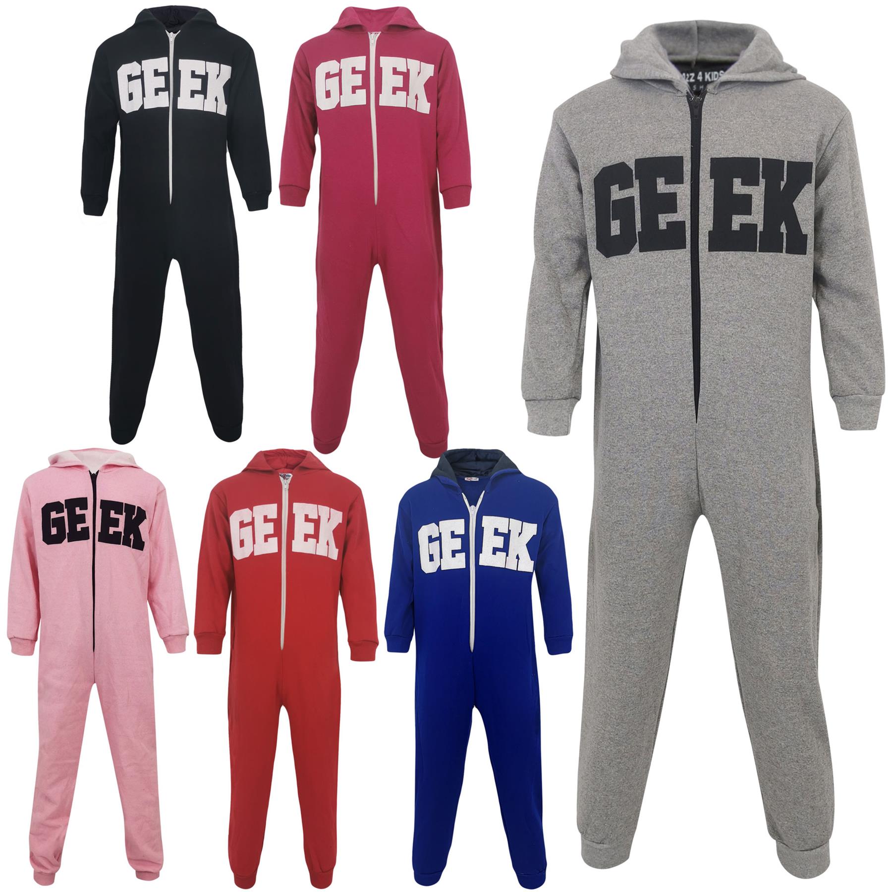 Boys Girls Unisex Geek Print Fleece Onesie - Kids Clothing Store