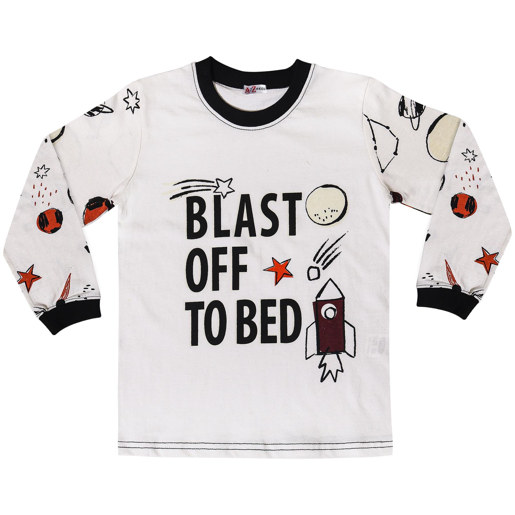 Kids Girls Boys Blast Off To Bed Print Pyjamas Set - Kids Clothing Store