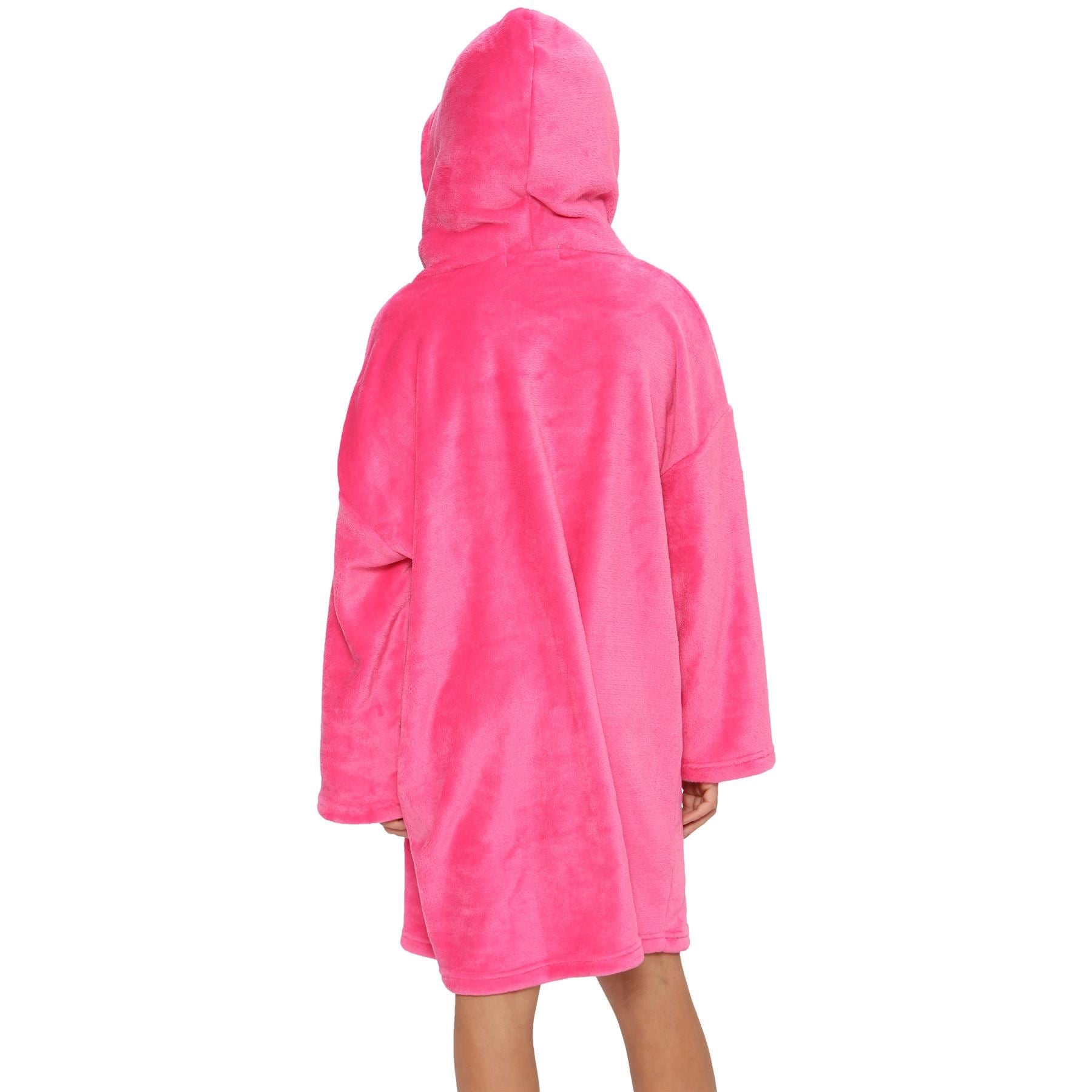 Kids Unisex Oversized Hoodie Pink Snuggle Blanket Super Soft Warm Fleece