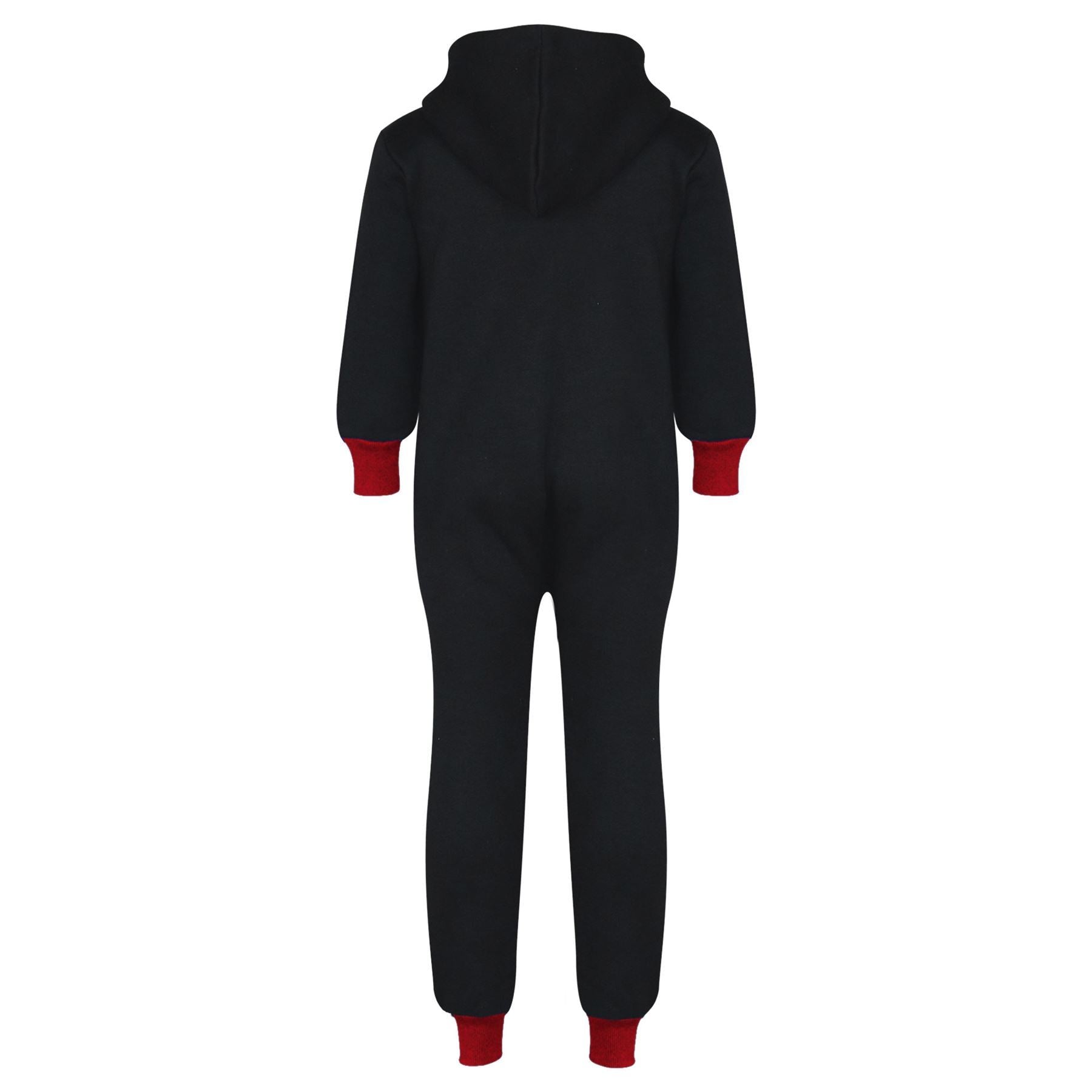 Kids Girls Boys Fleece Contrast A2Z One Piece Red Onesie