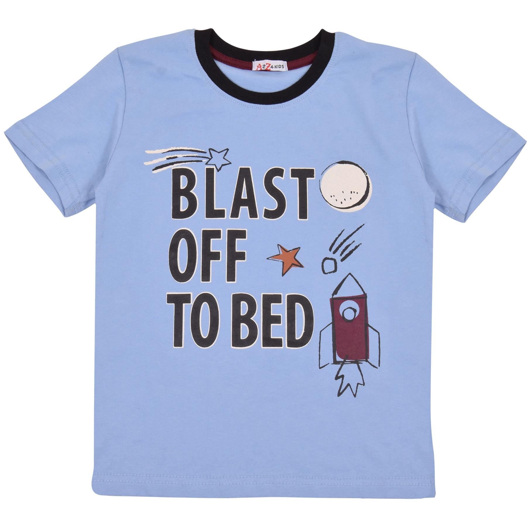 Kids Girls Boys Blast Off To Bed Blue Pyjamas Set - Kids Clothing Store