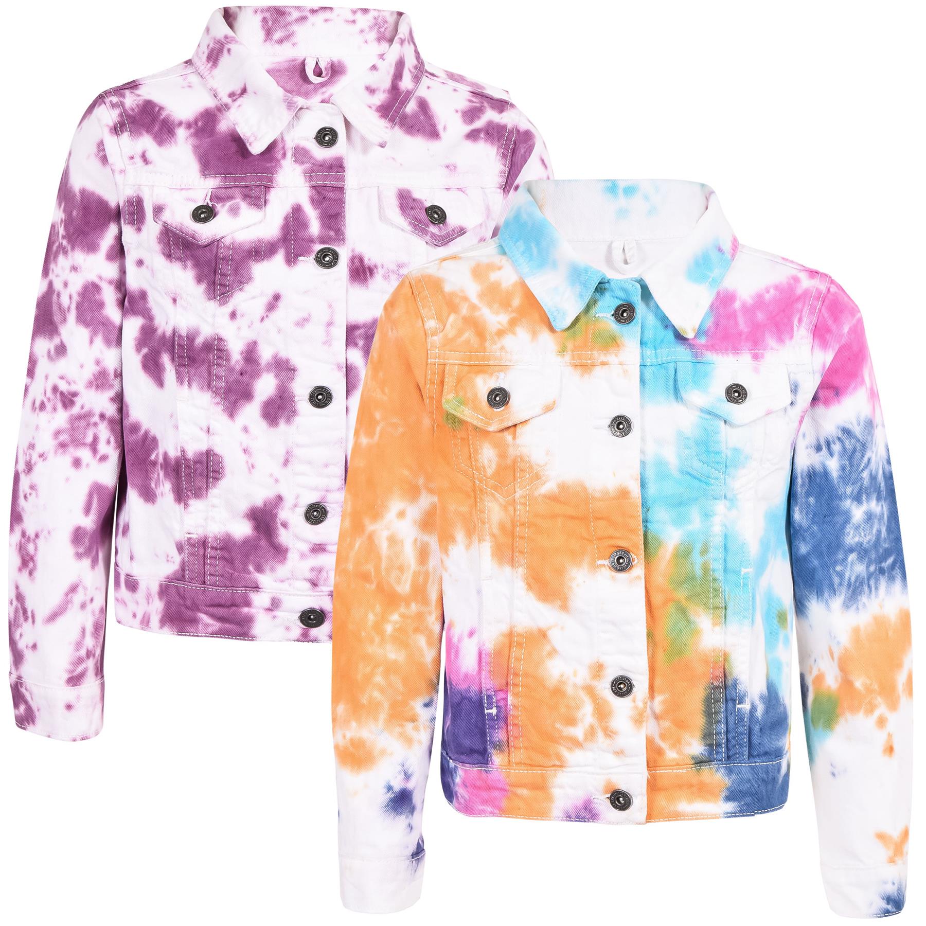 Kids Girls Tie Dye Printed Denim Jacket