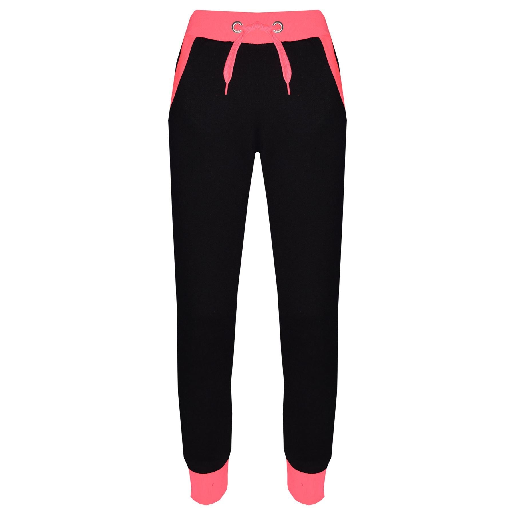 Kids Girls Tracksuit Neon Pink Zipped Fleece Hooded Top & Bottom Jogging Suit