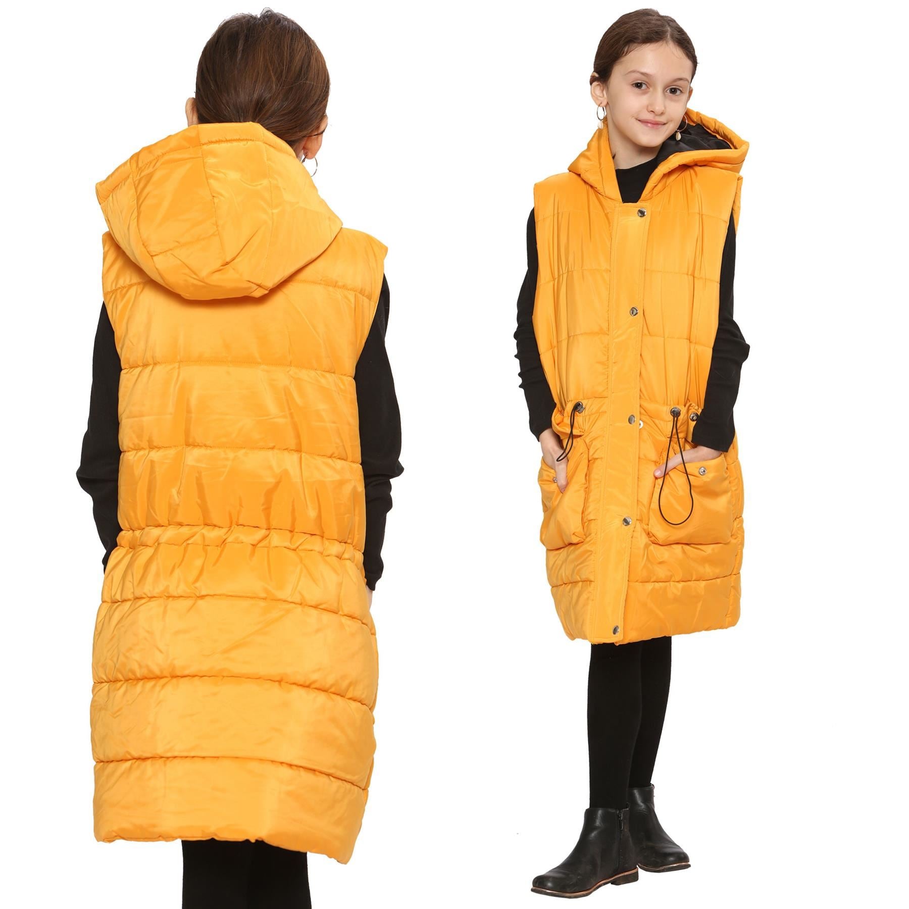 Kids Girls Oversized Gilet Long Line Style Jacket