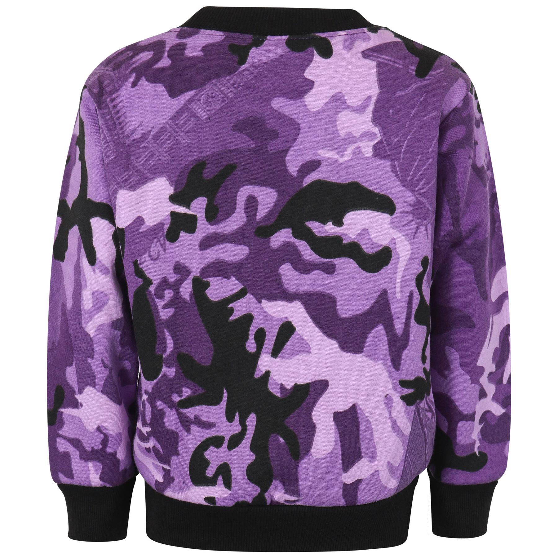 Kids Girls Camouflage Purple Jumper Scout School Uniform Jumper Cardi Sweatshirt