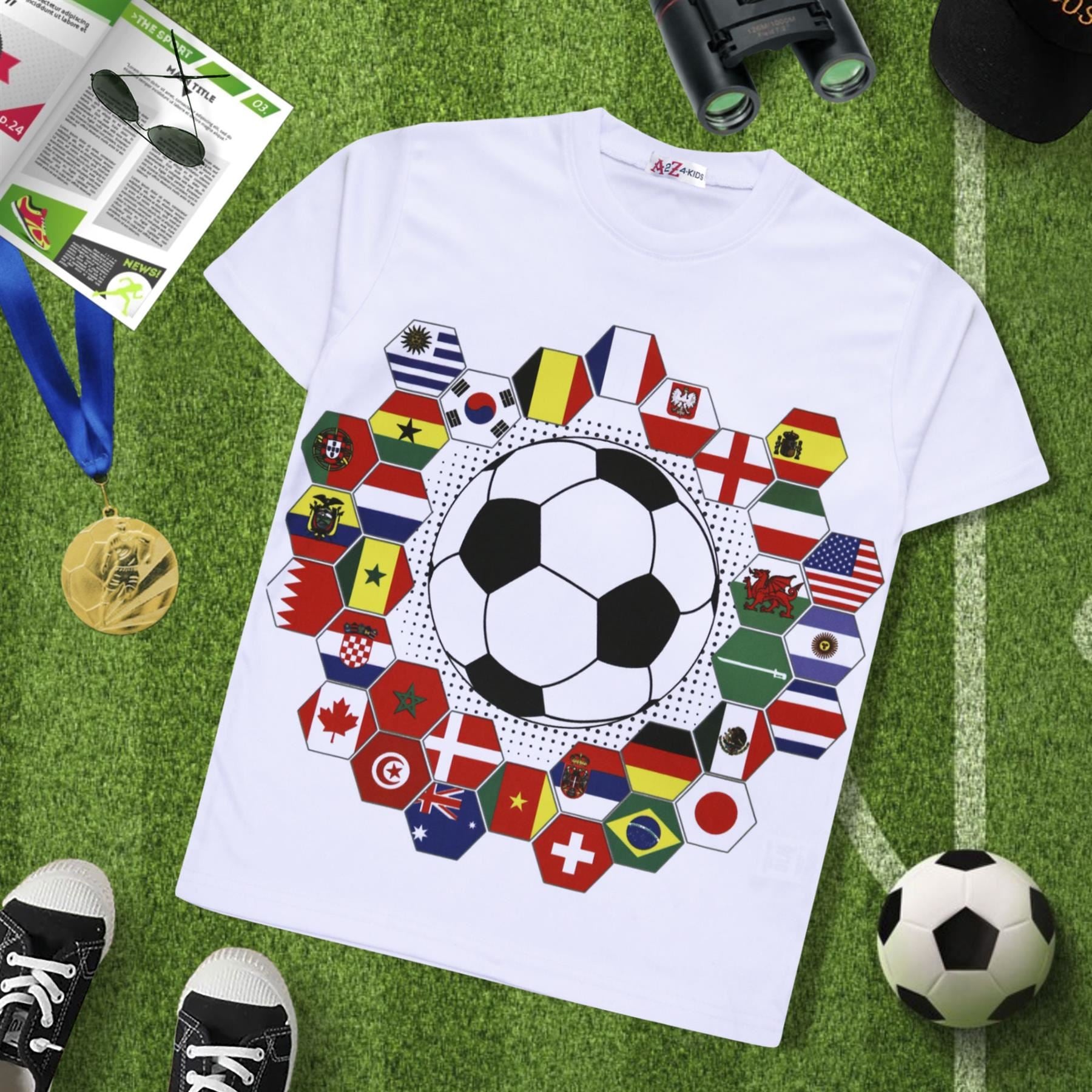 Kids Girls Boys International Football World Cup Short Sleeves T Shirt Top