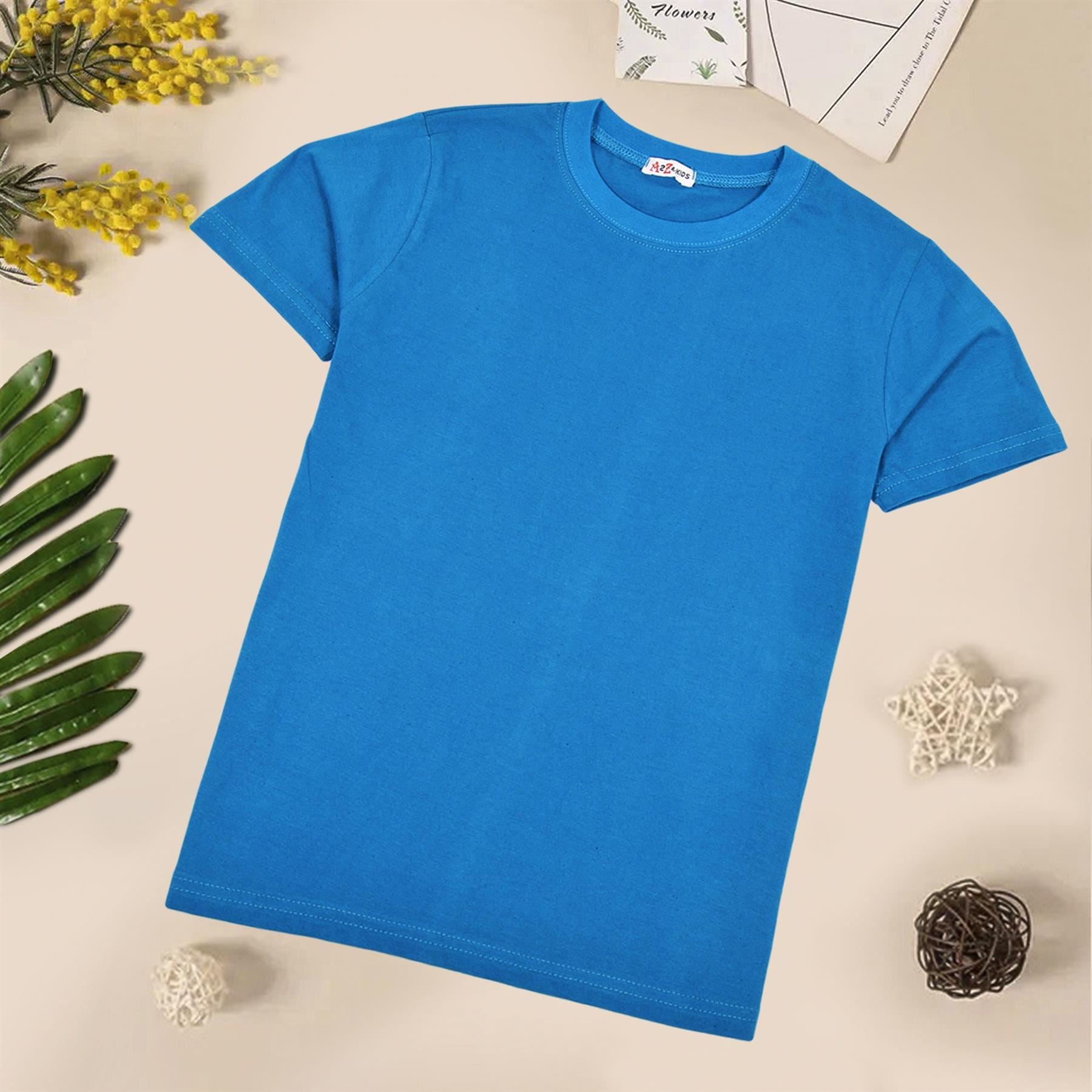 Boys Plain Soft Feel Summer Blue T Shirt Top