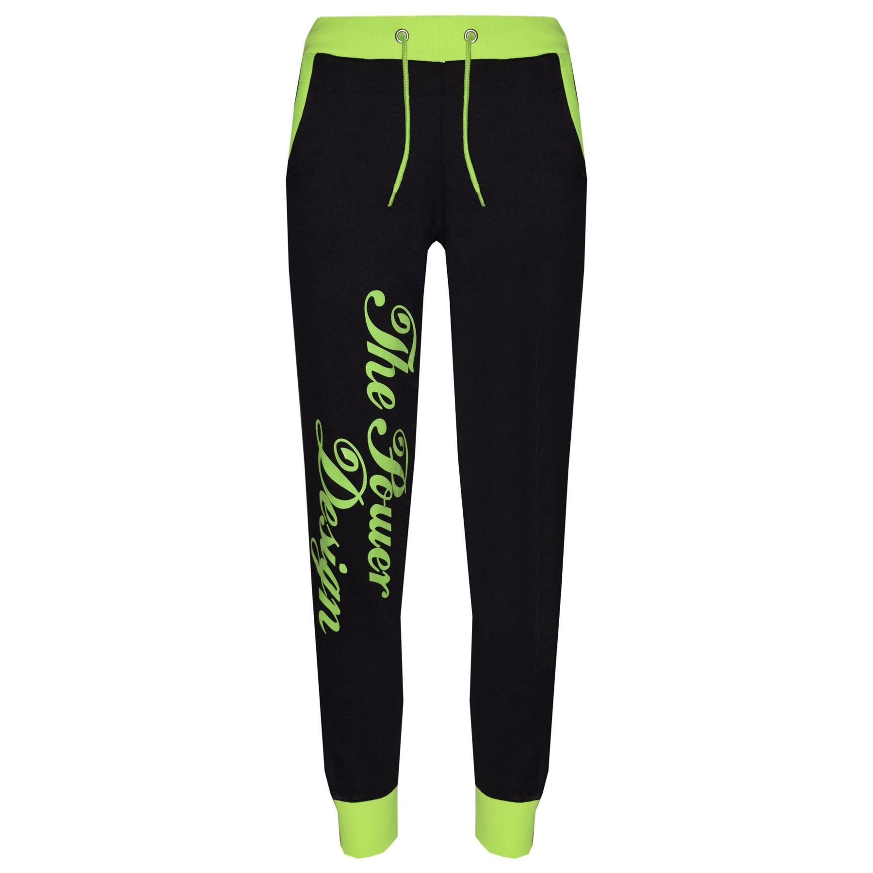 Kids Girls Boys The Power Design Jogger Neon Green Tracksuit