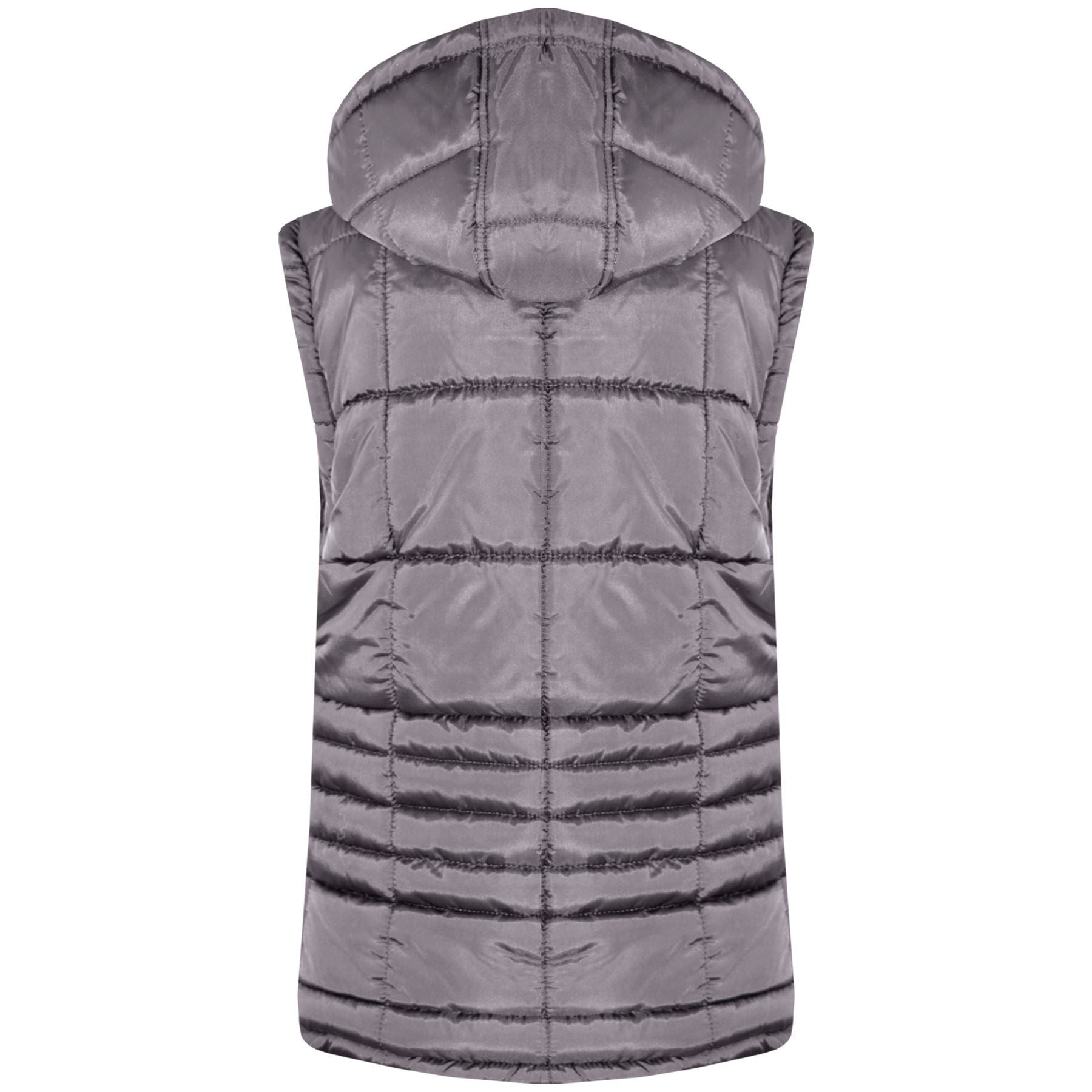 Kids Girls Boys Puffer Quilted Hooded Sleeveless Steel Grey Jacket
