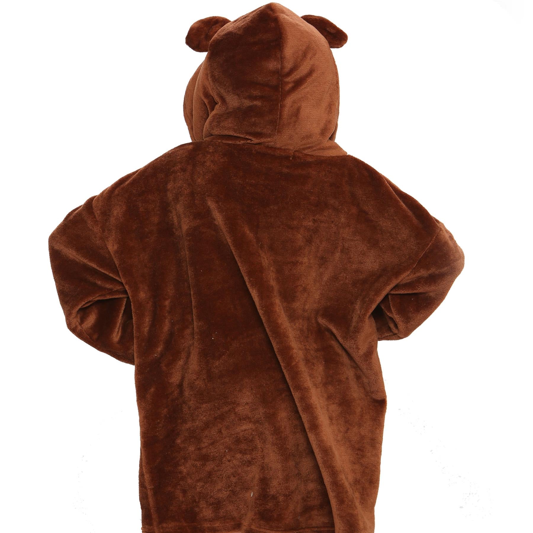 Unisex Men Ladies Oversized Hoodie Animal Snuggle Blanket Super Soft Warm Fleece