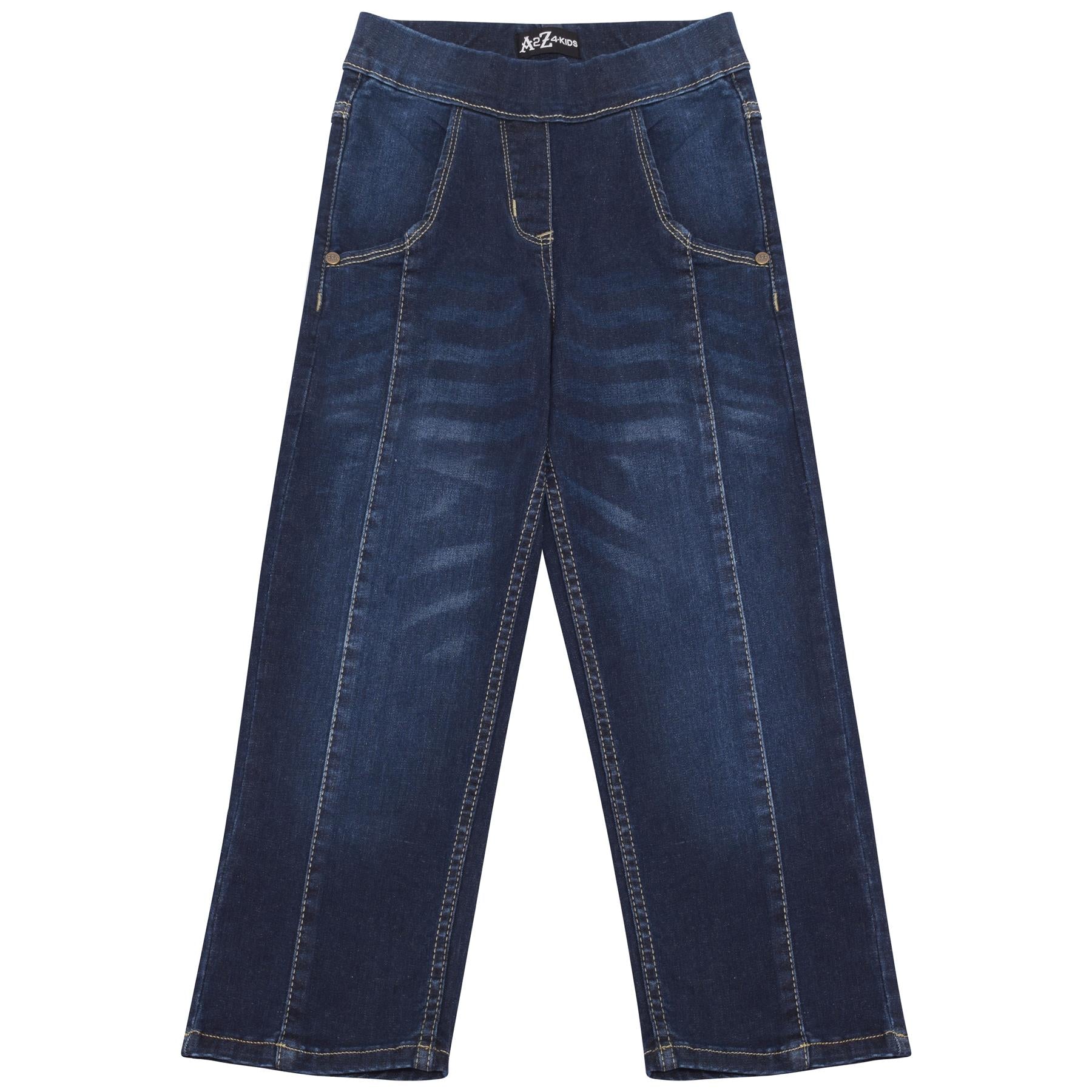 Kids Girls Relaxed Straight Fit Boot Cut Dark Blue Jeans