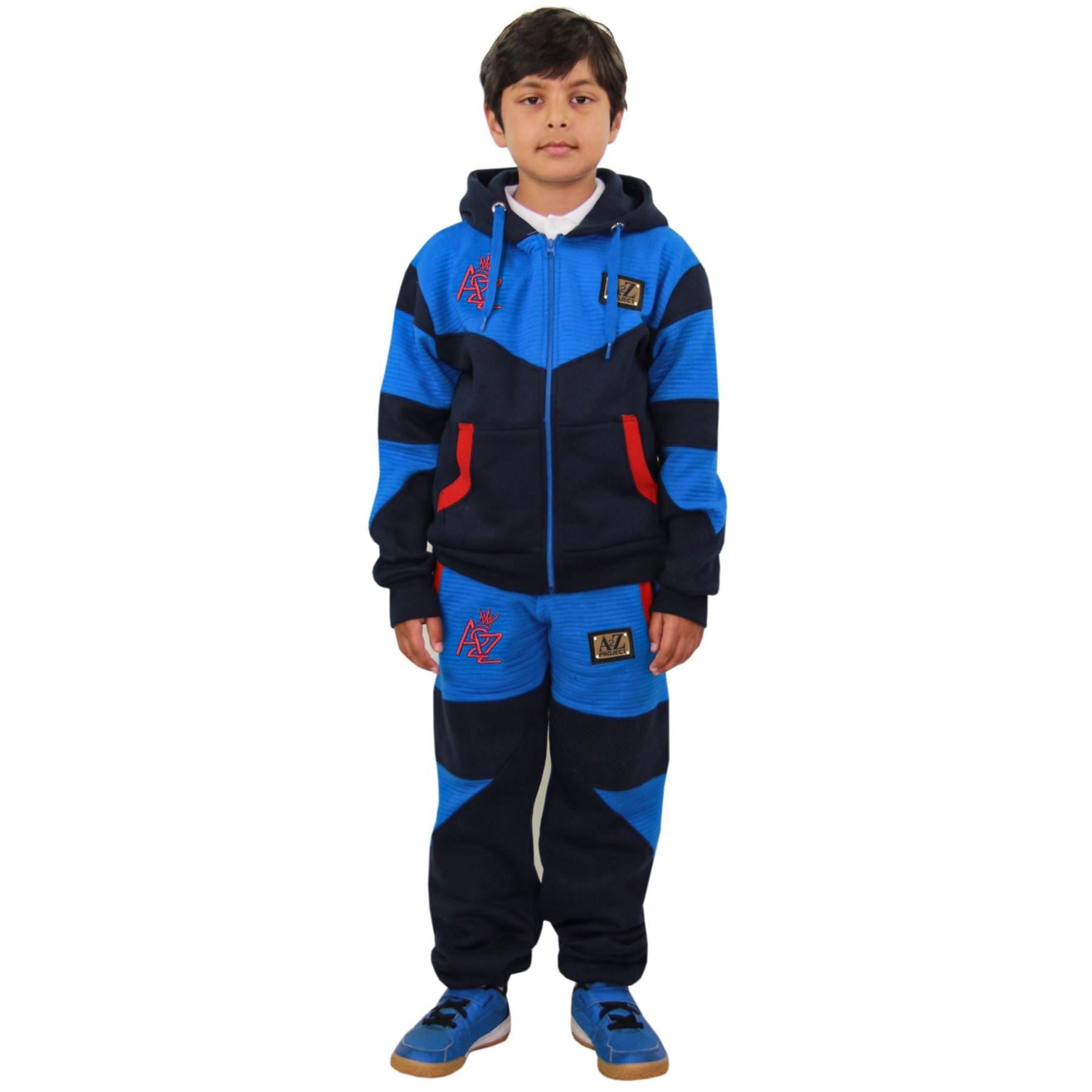 Boys Girls Navy & Royal Fleece Hoodie Tracksuit