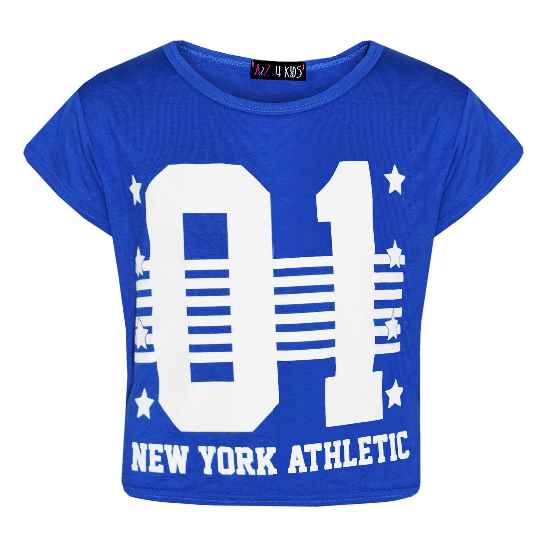 Kids Girls 01 New York Athletic Print Stylish Crop Top & Legging Set 7-13 Years