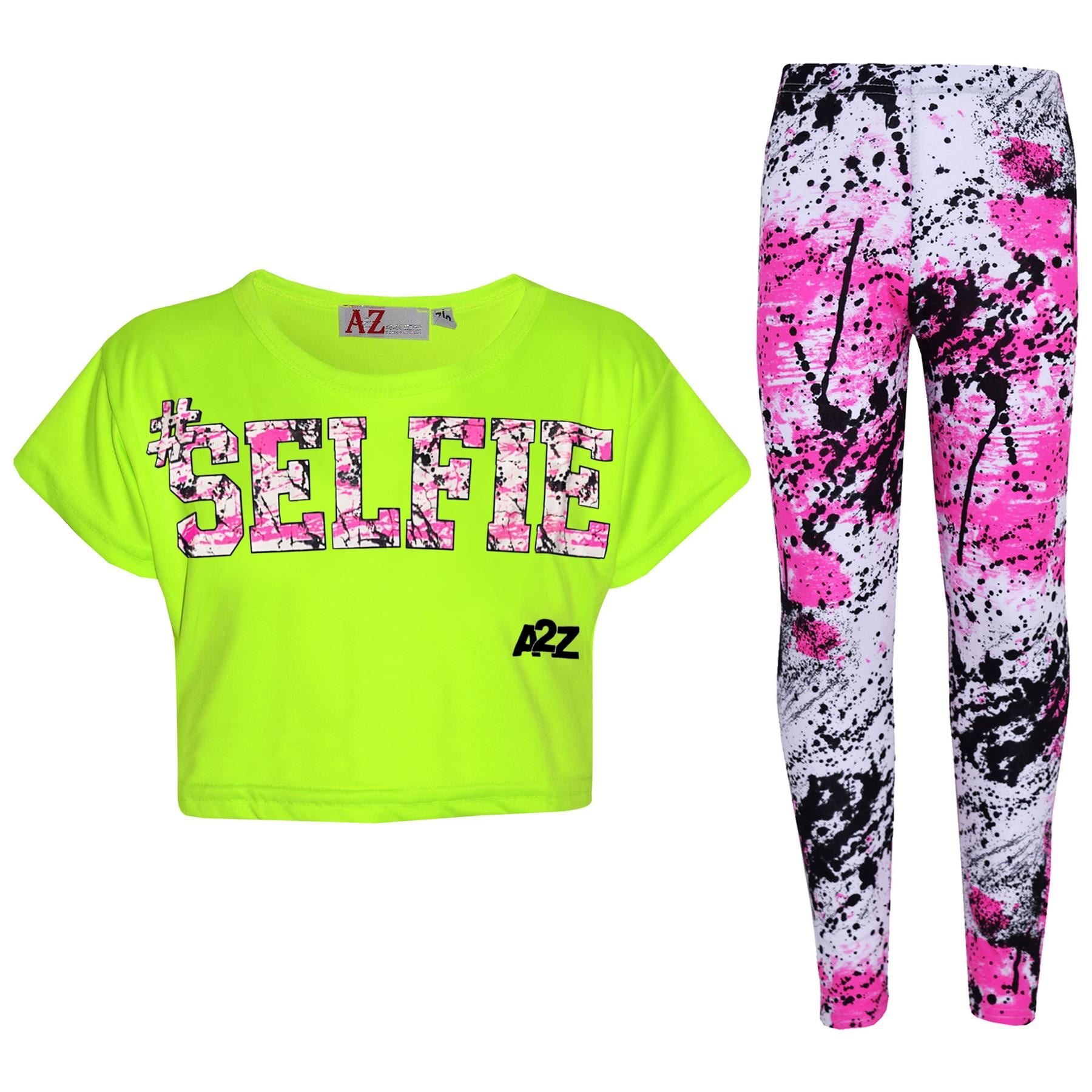 Girls #Selfie Print Crop & Legging Set