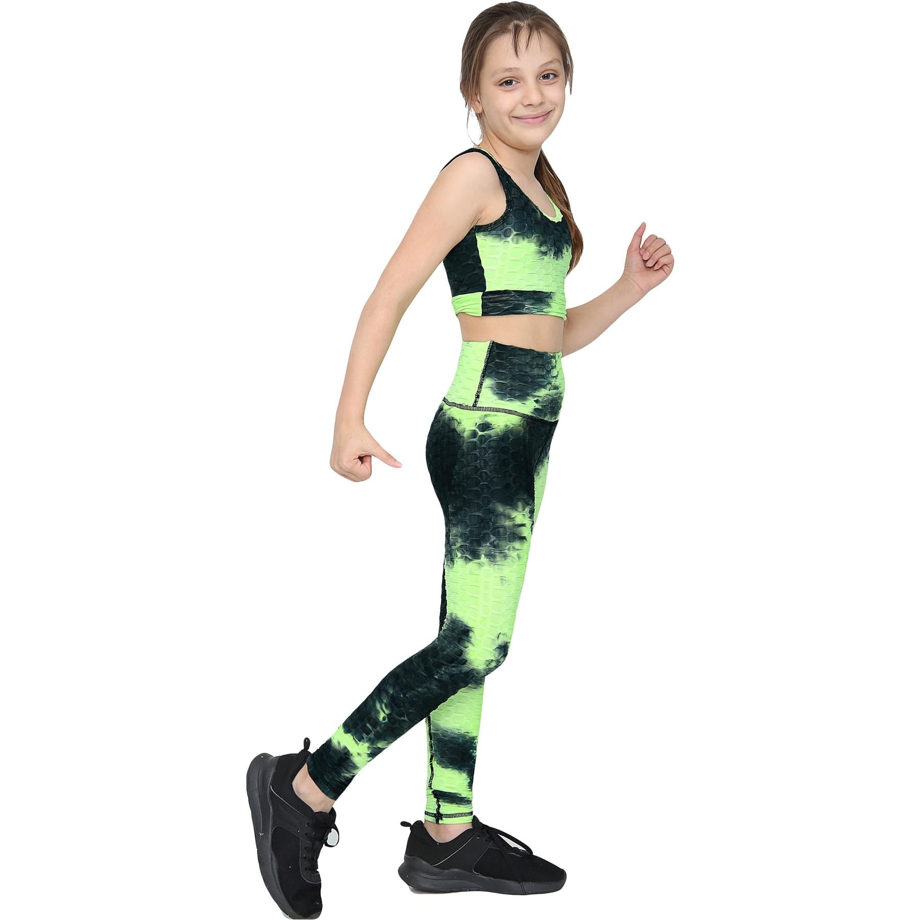 Girls Honeycomb Vest & Legging Summer Yoga Set