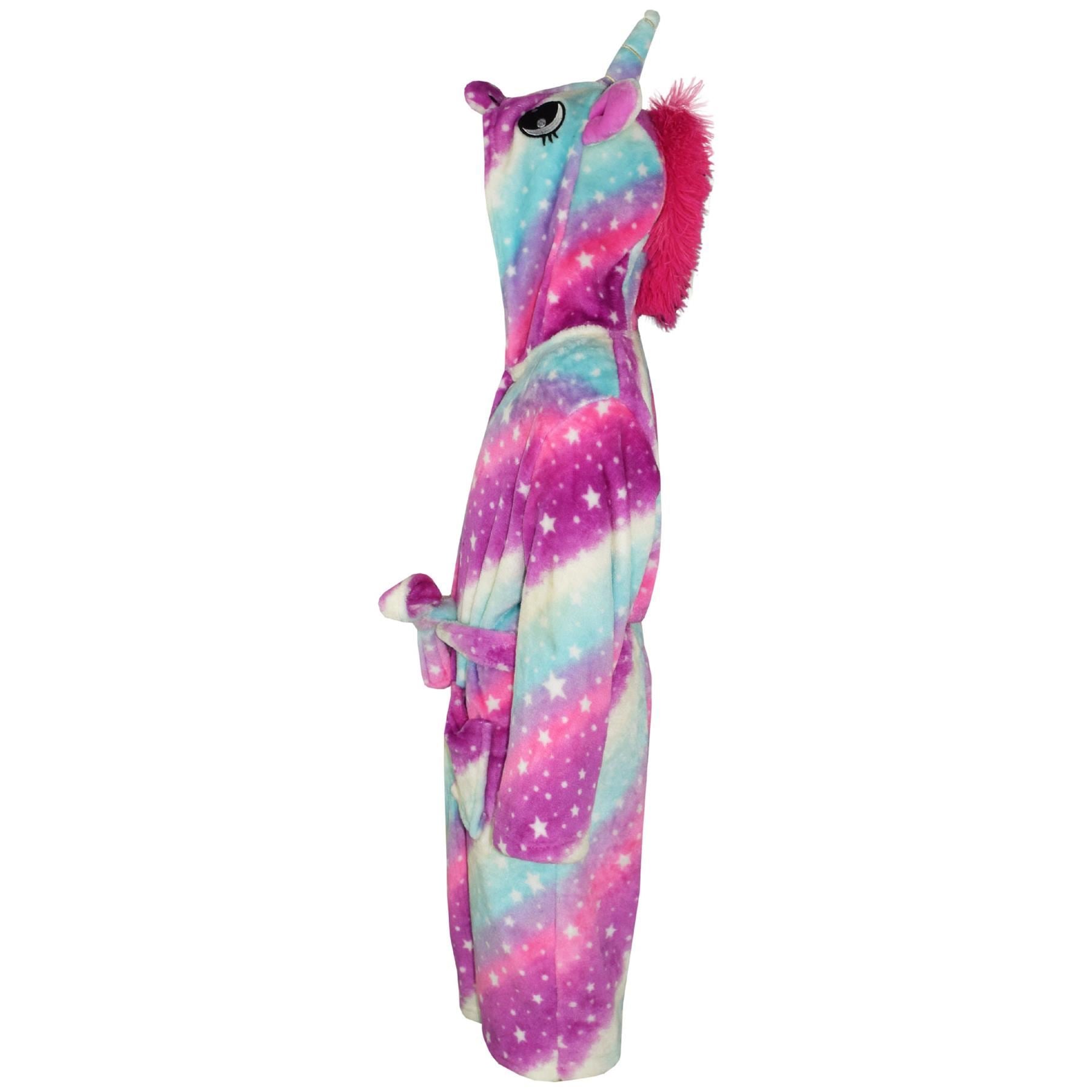 Kids Girls Boys Super Soft 3D Animal Unicorn Pink Galaxy Hooded Bathrobe