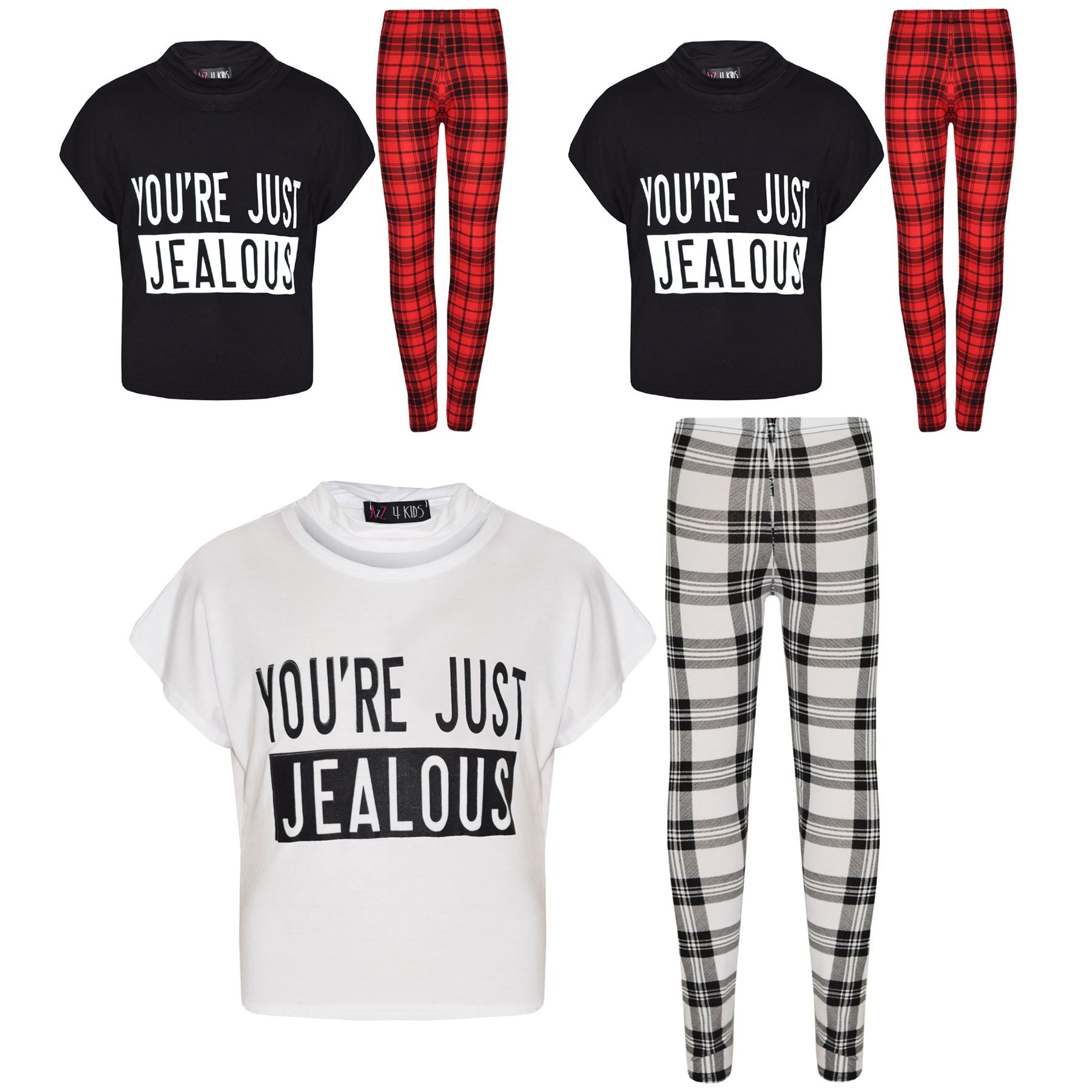 Girls Kids You 're Just Jealous Print Crop Top & Legging Set