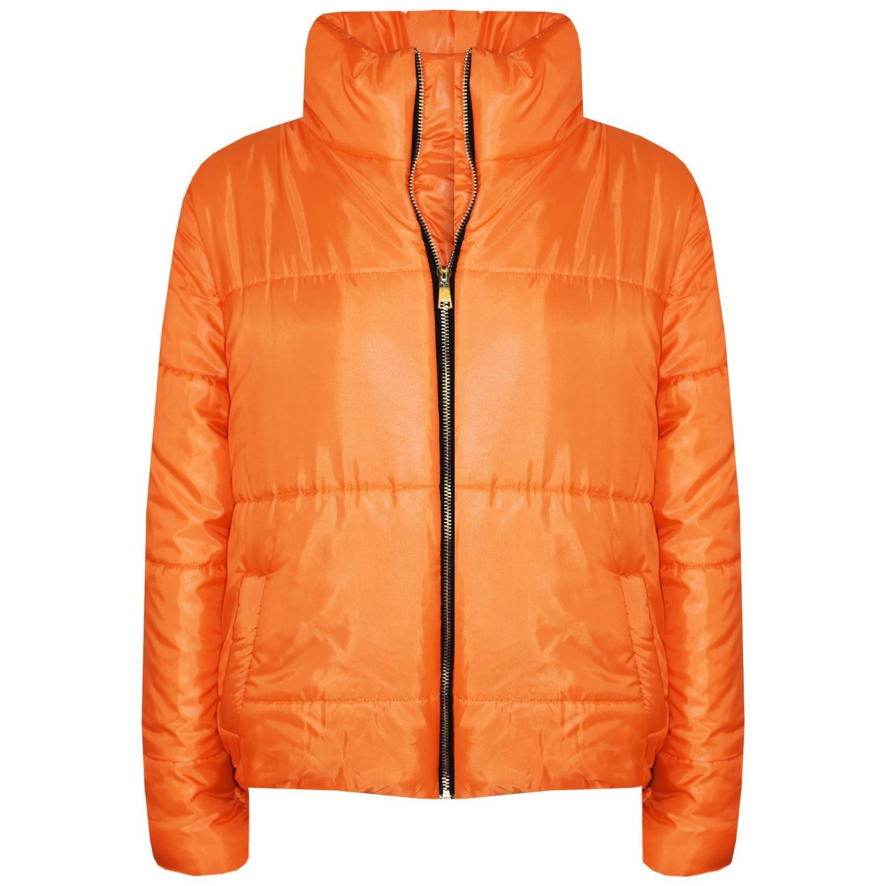 Girls Orange Wetlook Padded Quilted Puffer Jacket - Kids Clothing Store