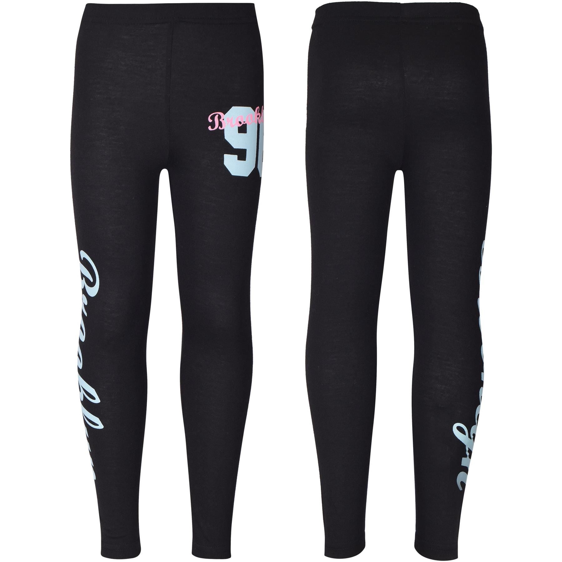 Girls Brooklyn Print Aqua Long Sleeves T Shirt Top & Legging Set