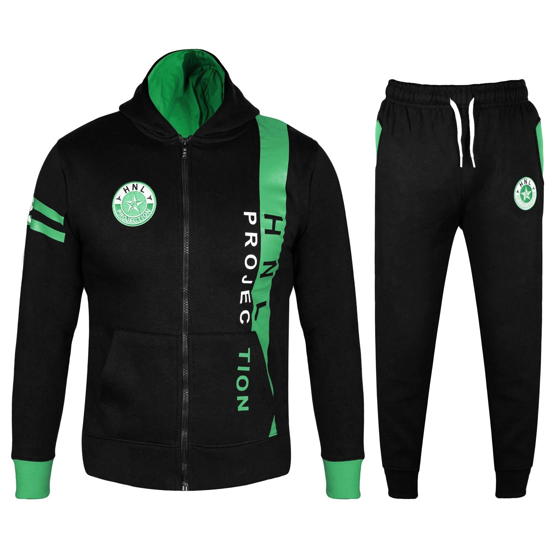 Unisex HNL Projection Print Green Hoodie Tracksuit