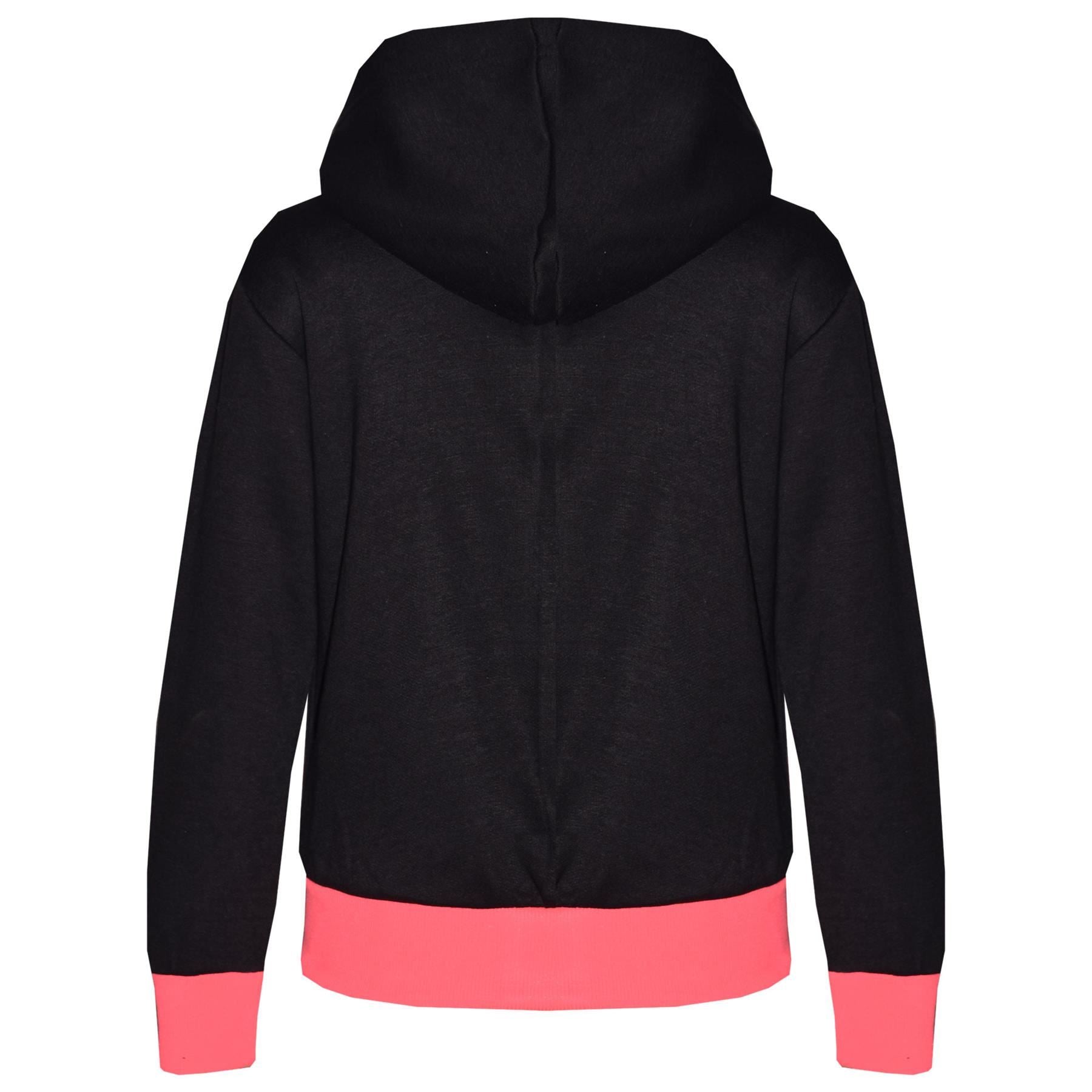 Kids Girls The Power Design Jogger Black & Neon Pink Tracksuit